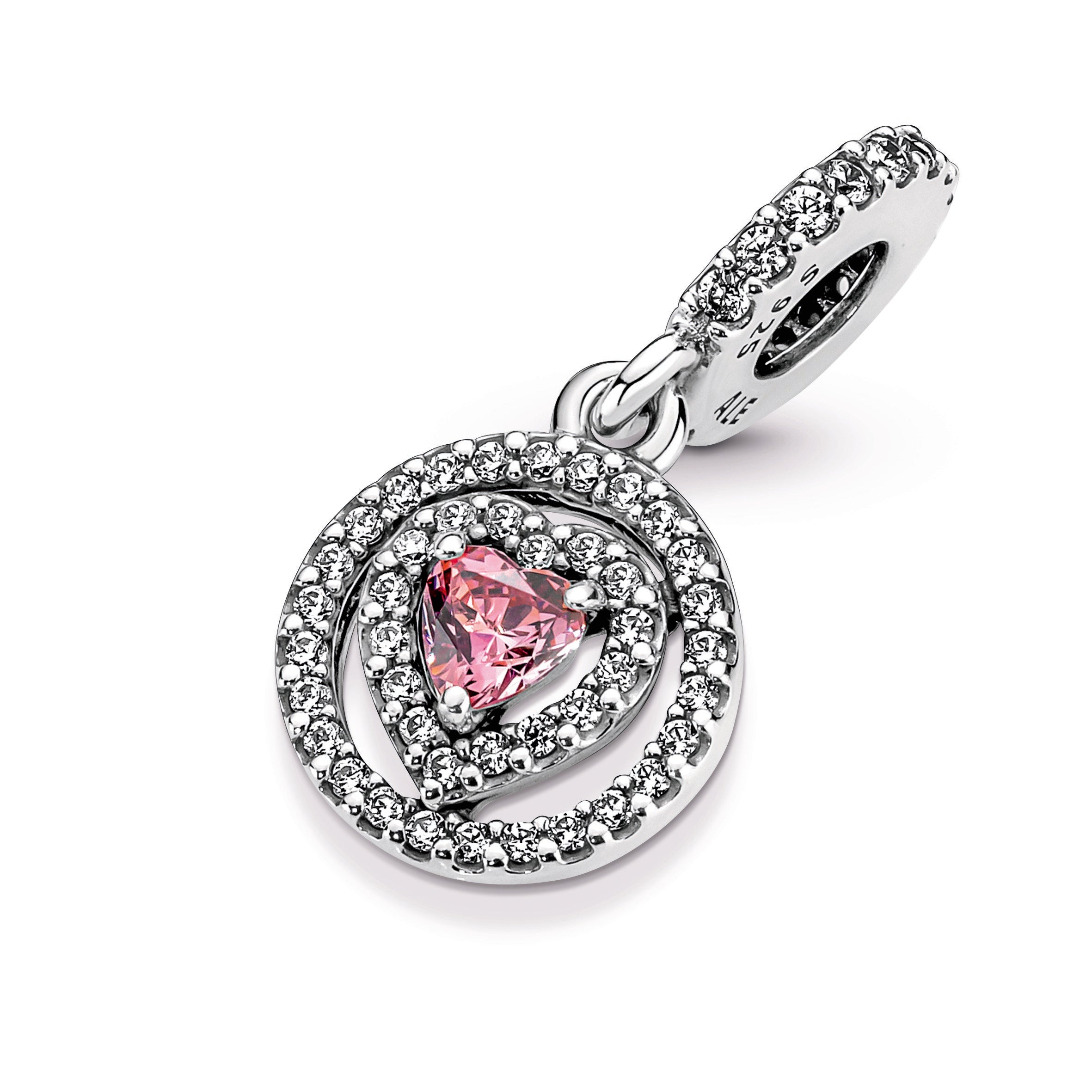 Sparkling Double Halo Heart Dangle Charm