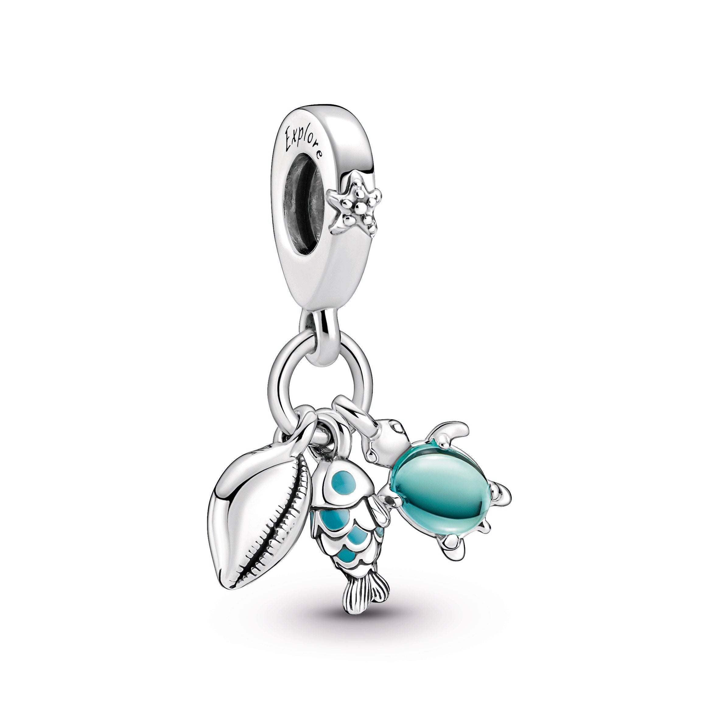Fish, Sea Turtle & Conch Triple Dangle Charm