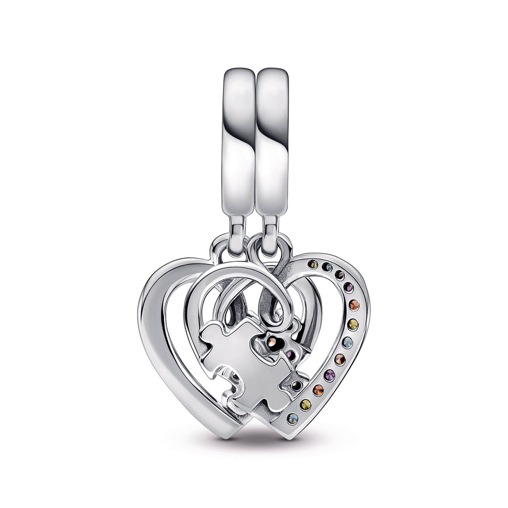 Puzzle Piece Hearts Splittable Friendship Dangle Charm