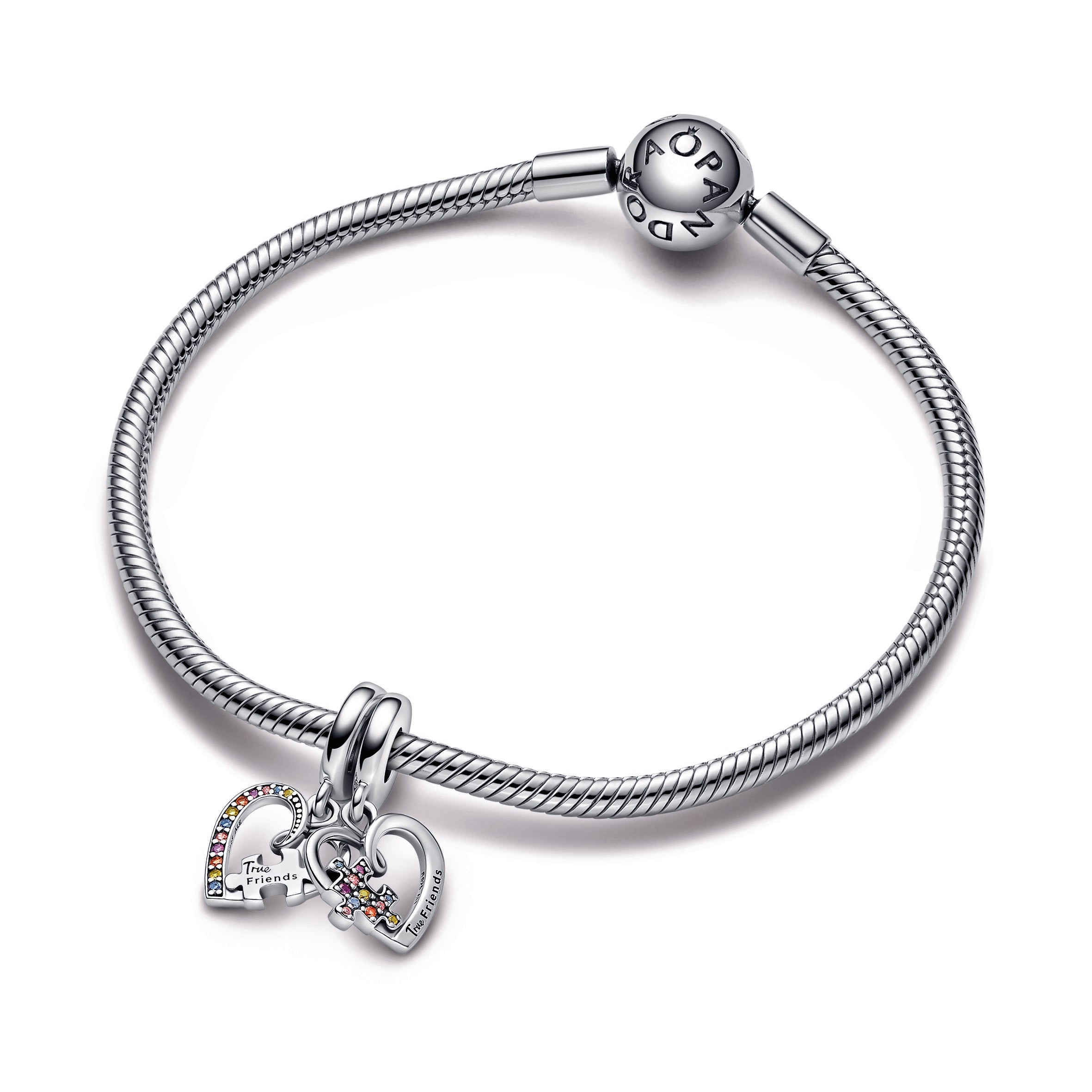 Puzzle Piece Hearts Splittable Friendship Dangle Charm