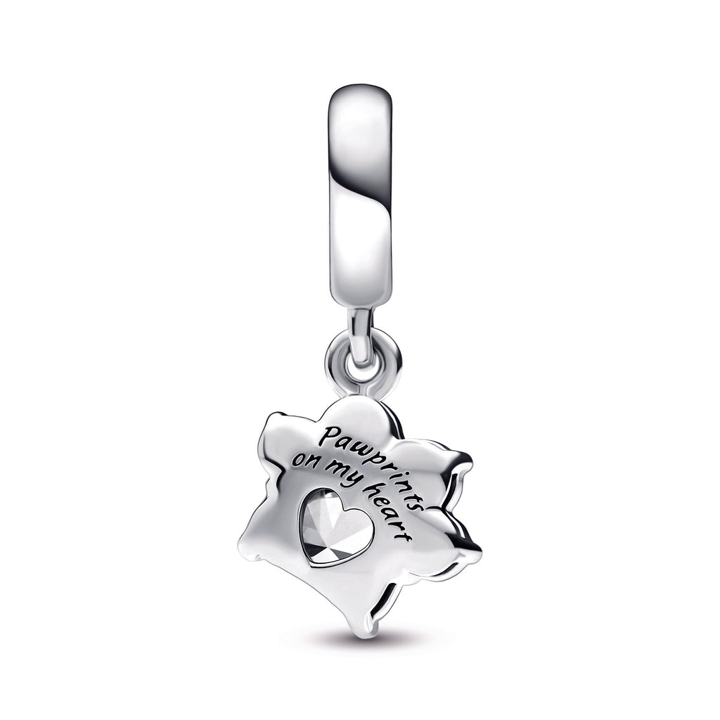 Sparkling Pet Paw Print Dangle Charm
