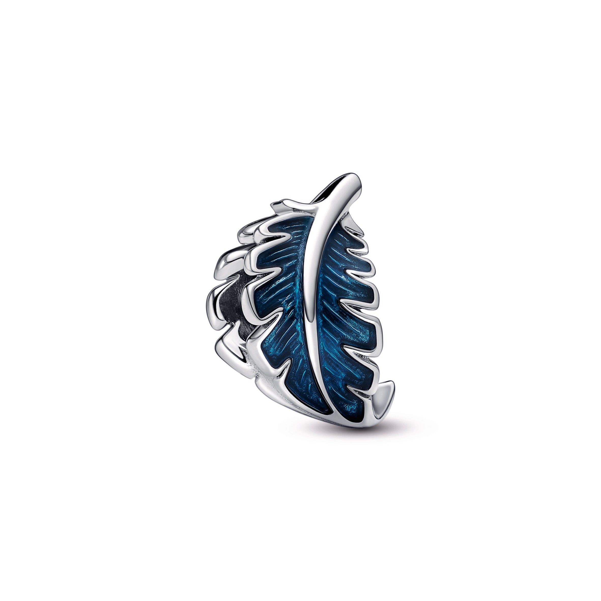 Blue Curved Feather Charm
