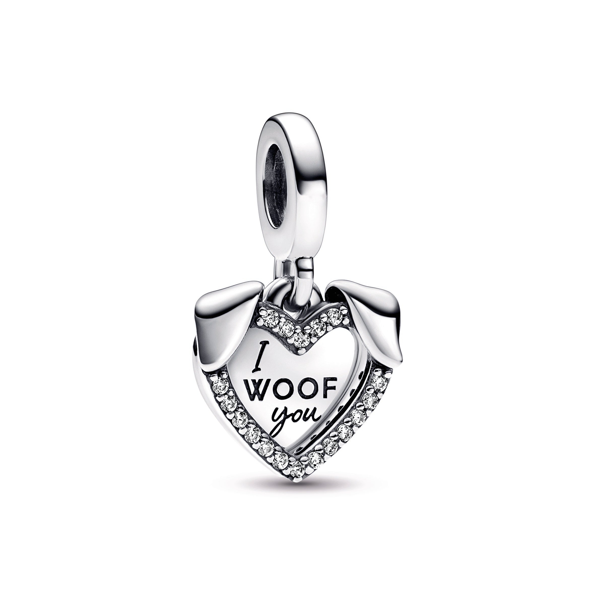 Heart & Dog Double Dangle Charm