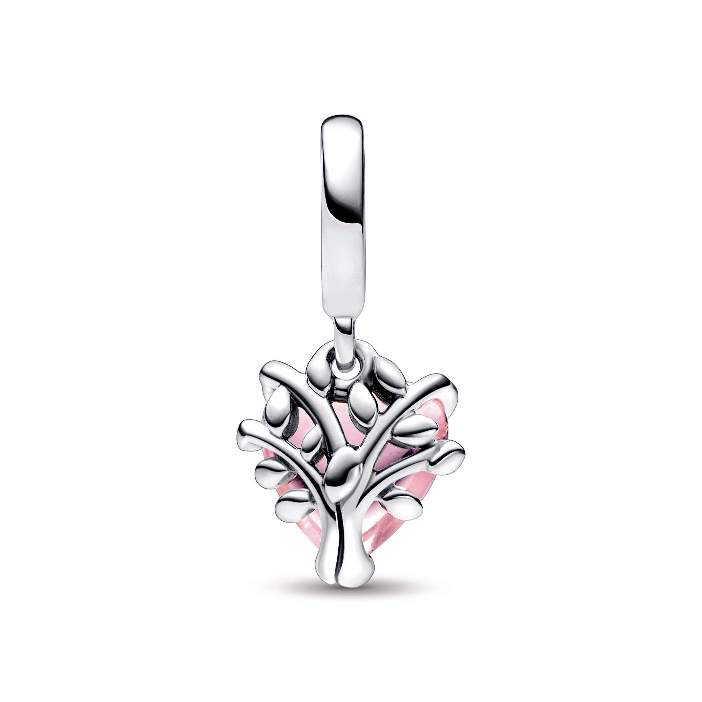 Pink Family Tree & Heart Dangle Charm