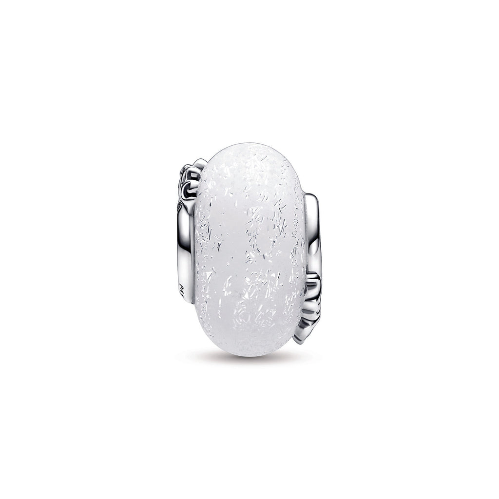 Glittery White Murano Glass Mum & Love Charm