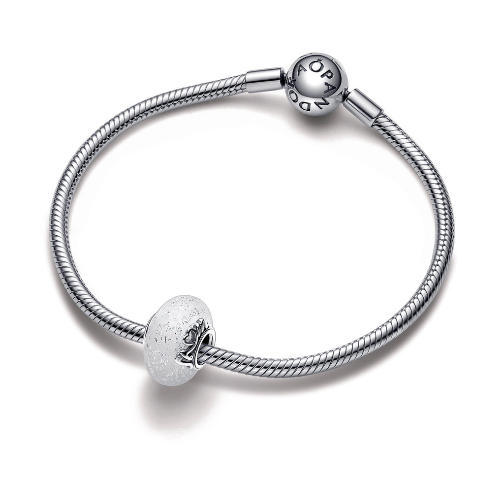 Glittery White Murano Glass Mum & Love Charm