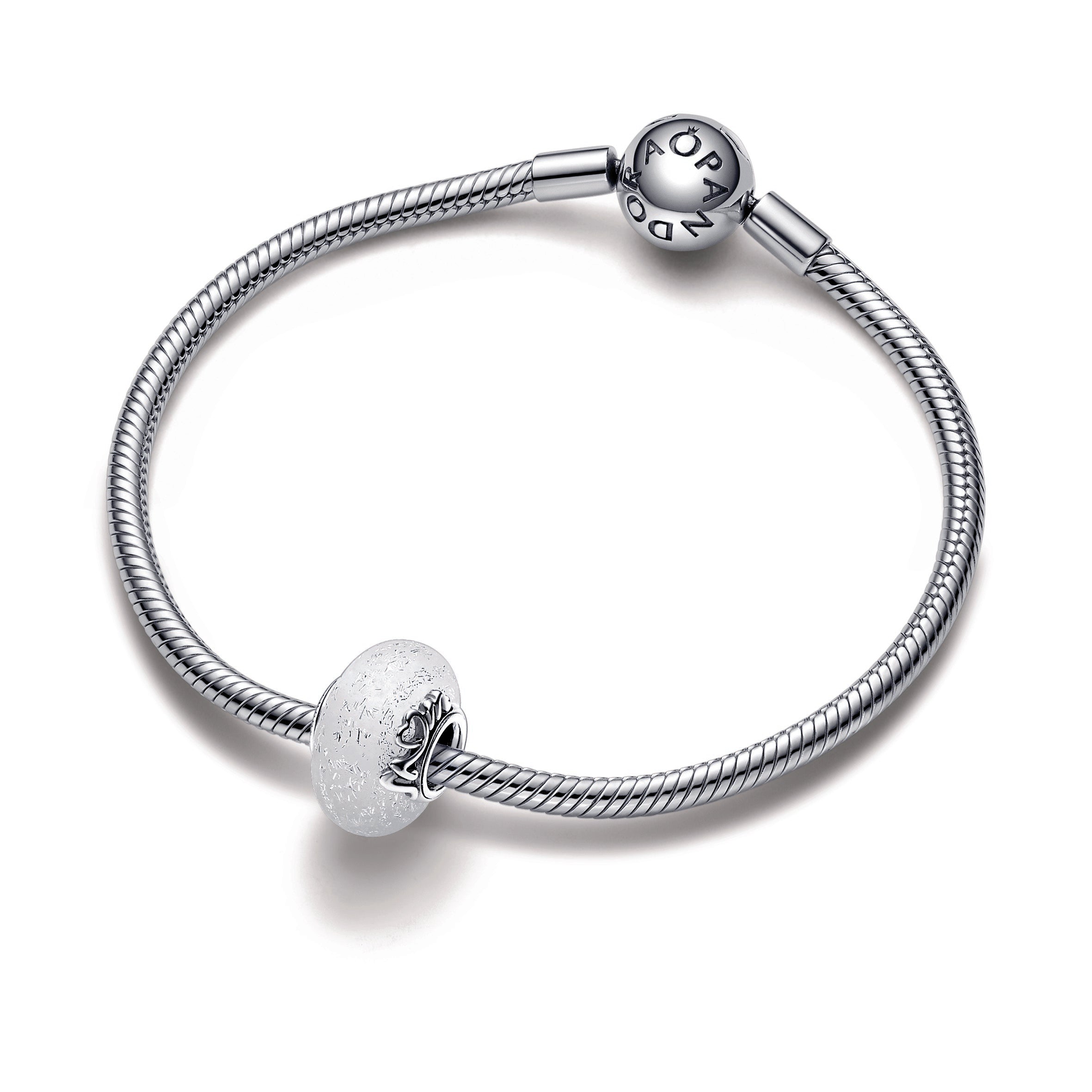 Glittery White Murano Glass Mum & Love Charm