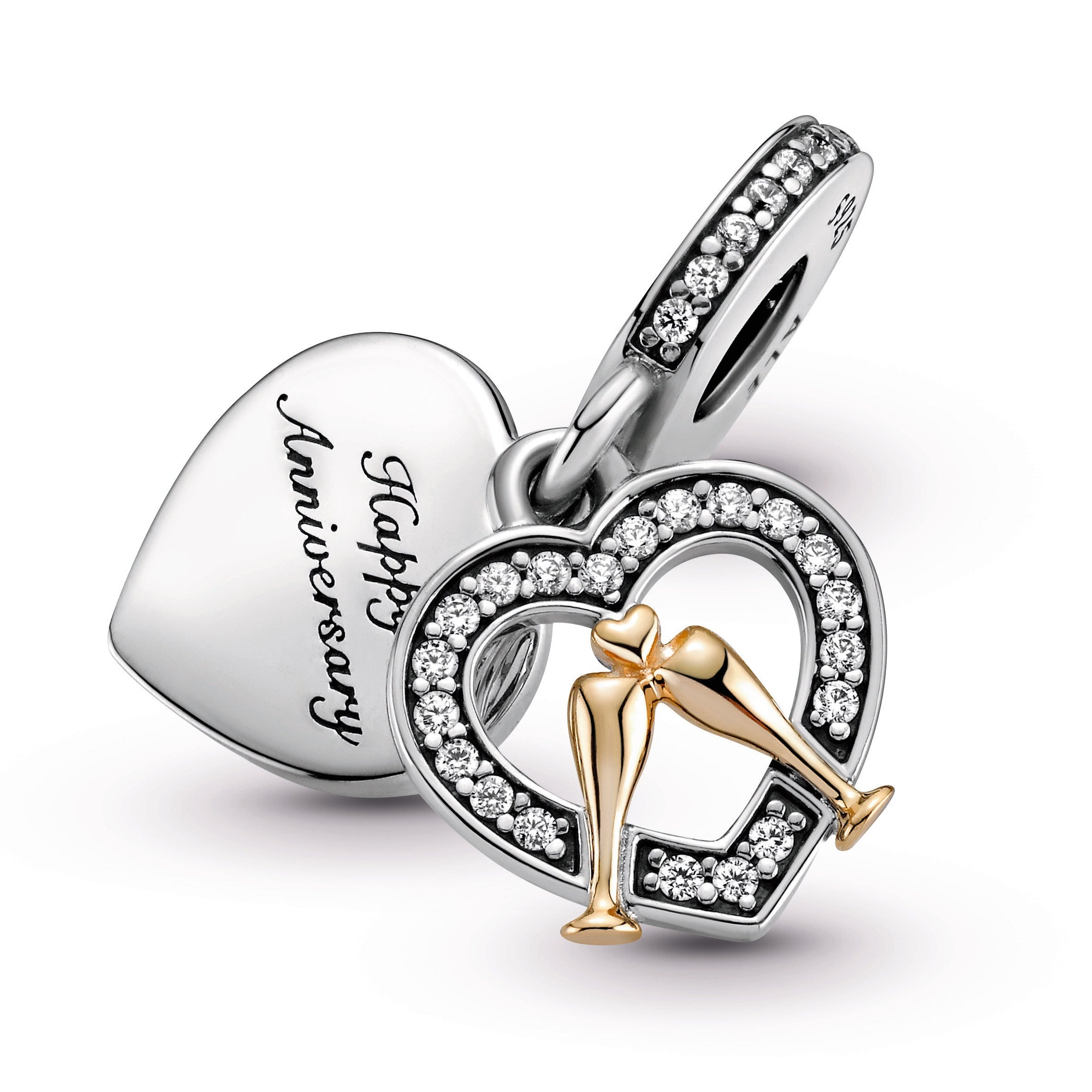 Two-tone Happy Anniversary Dangle Charm