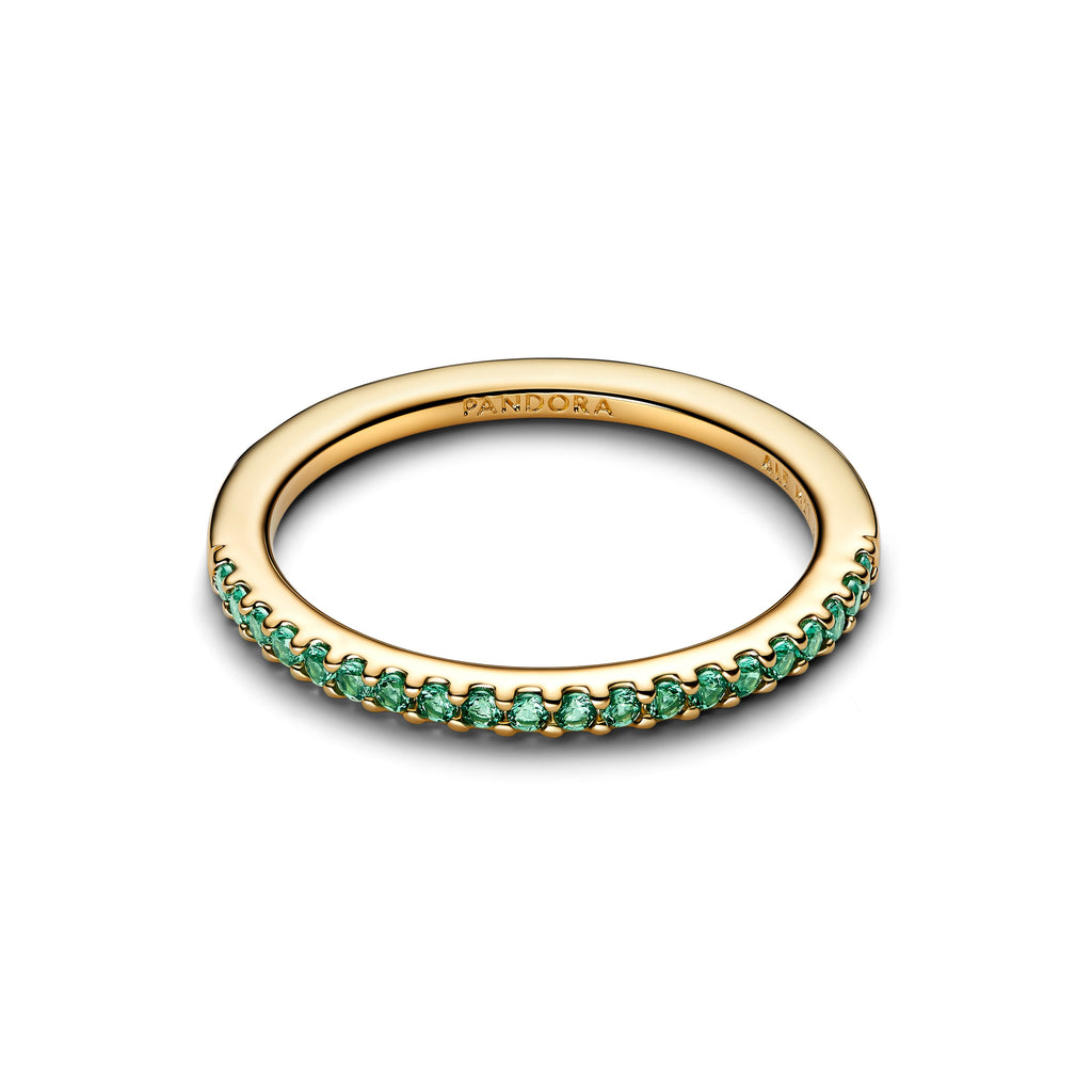 Sparkling Green Half-Eternity Band Ring