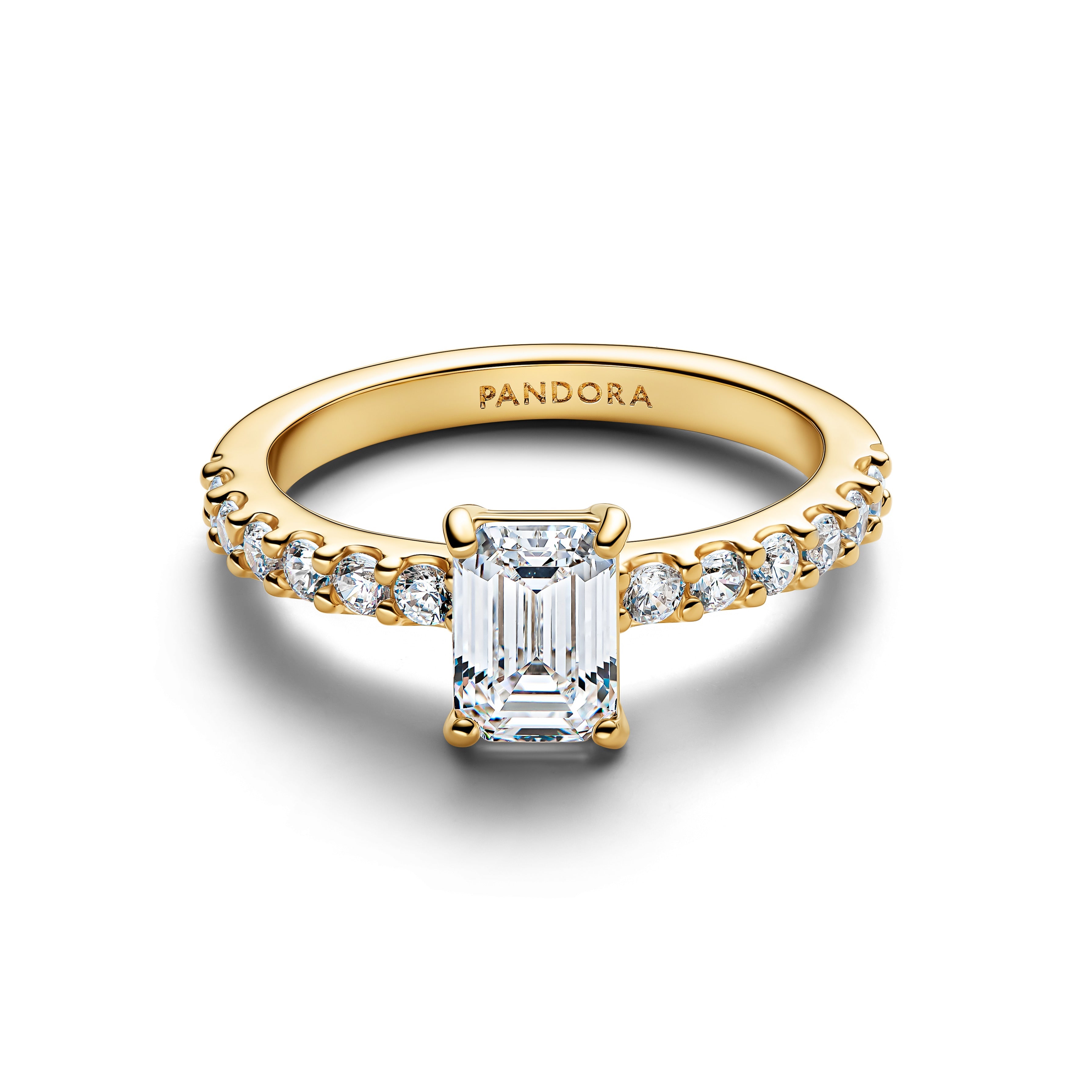 Rectangular Sparkling Halo Ring