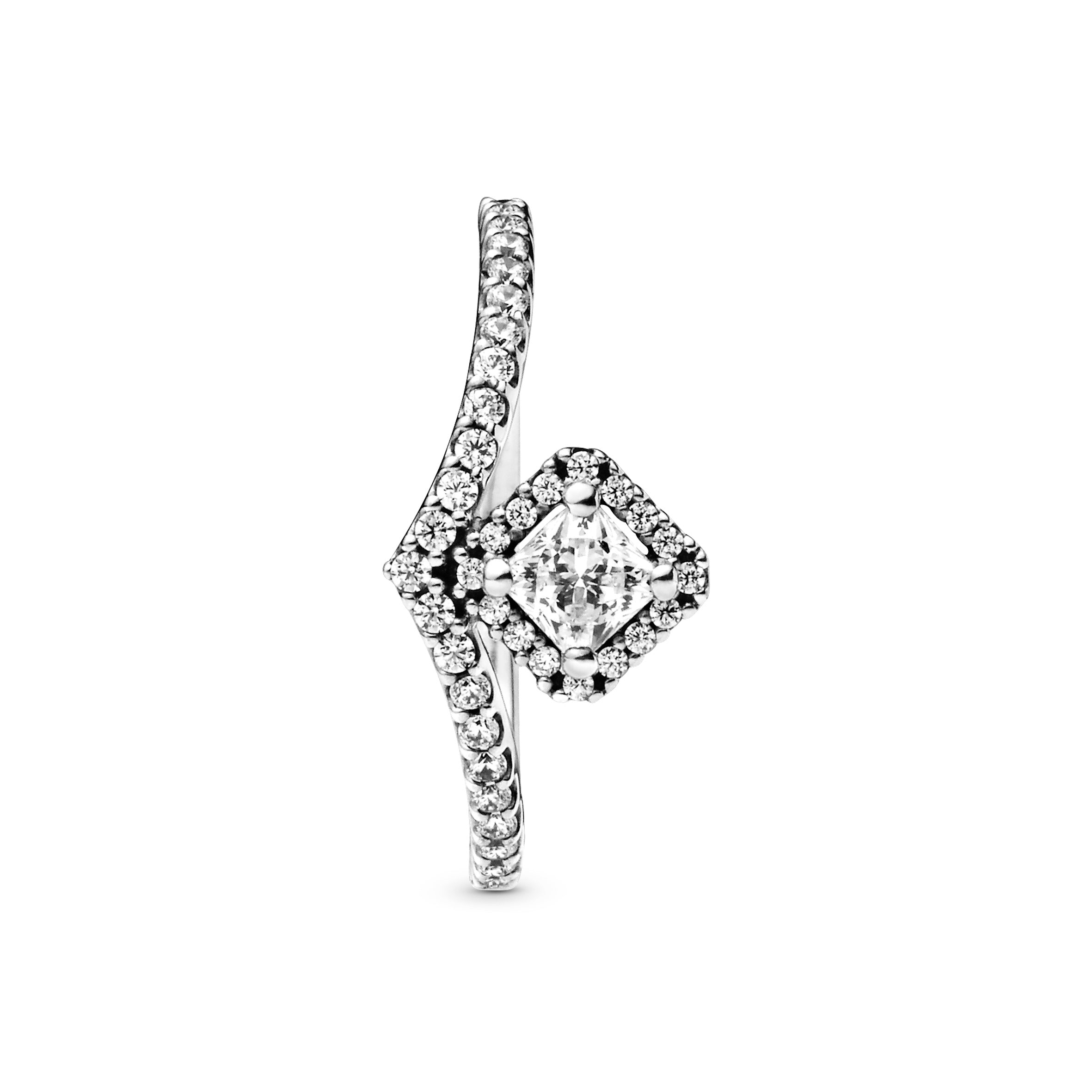 Square Sparkle Wishbone Ring