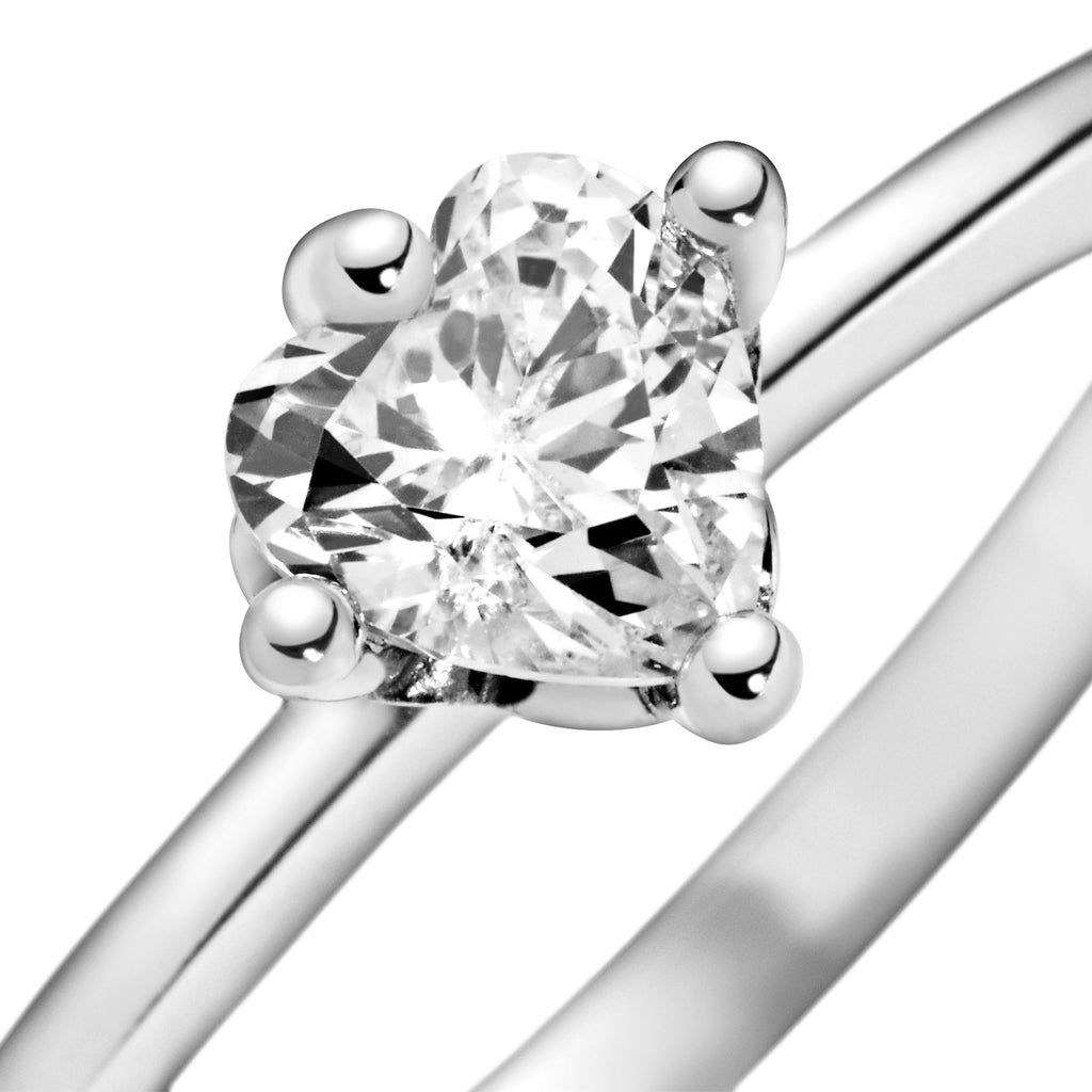 Clear Heart Solitaire Ring