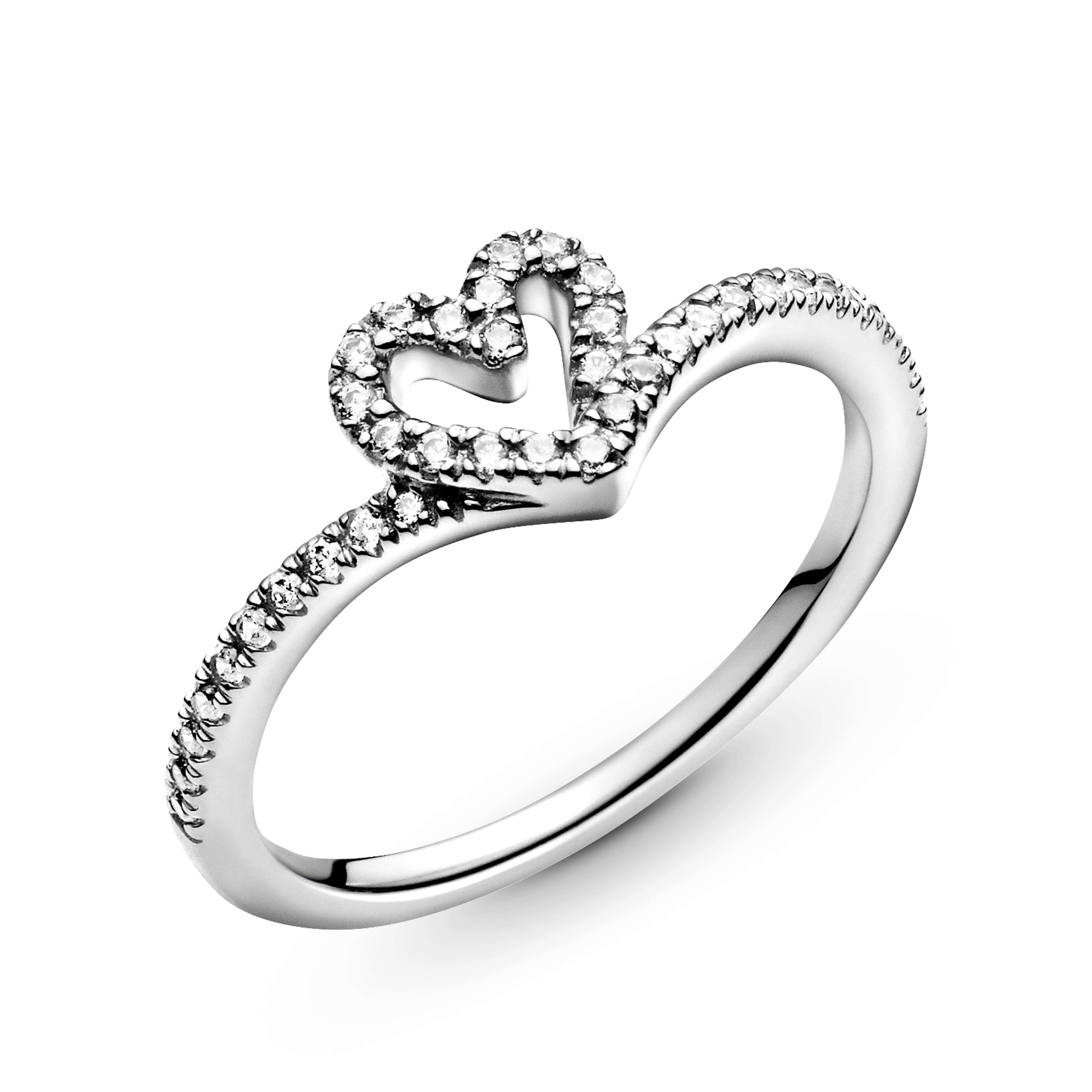 Sparkling Wishbone Heart Ring