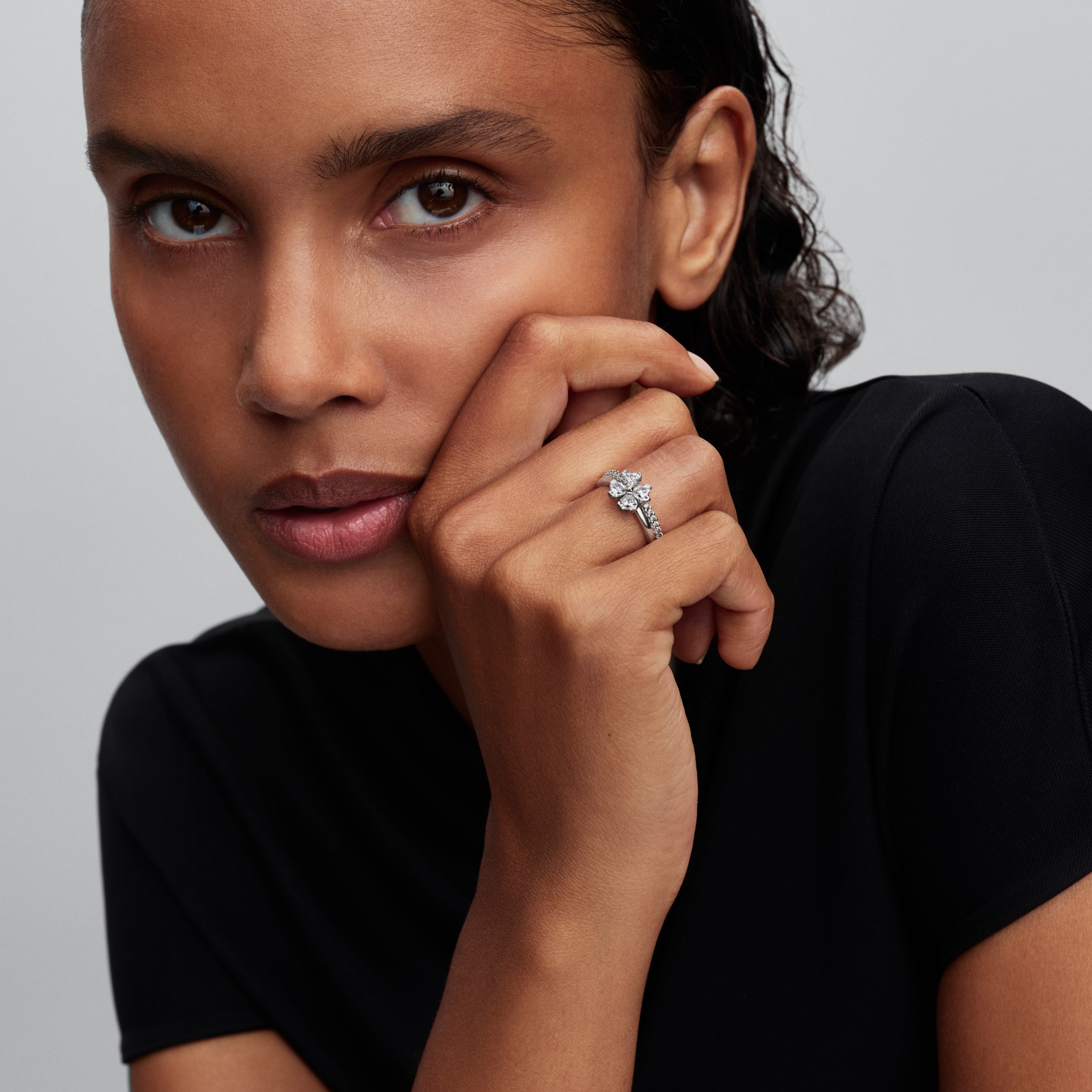 Sparkling Lucky Clover Splittable Ring