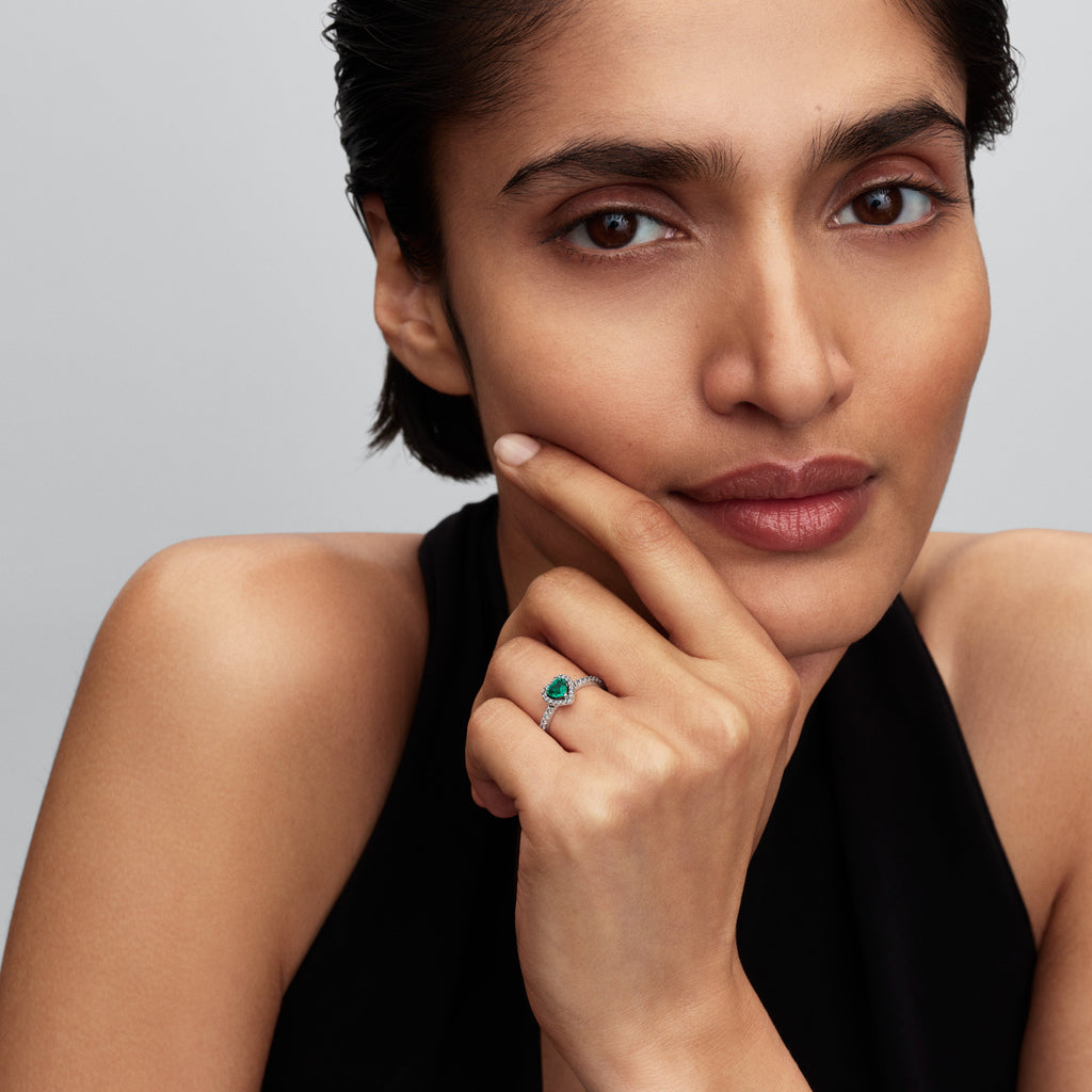 Elevated Royal Green Heart Ring