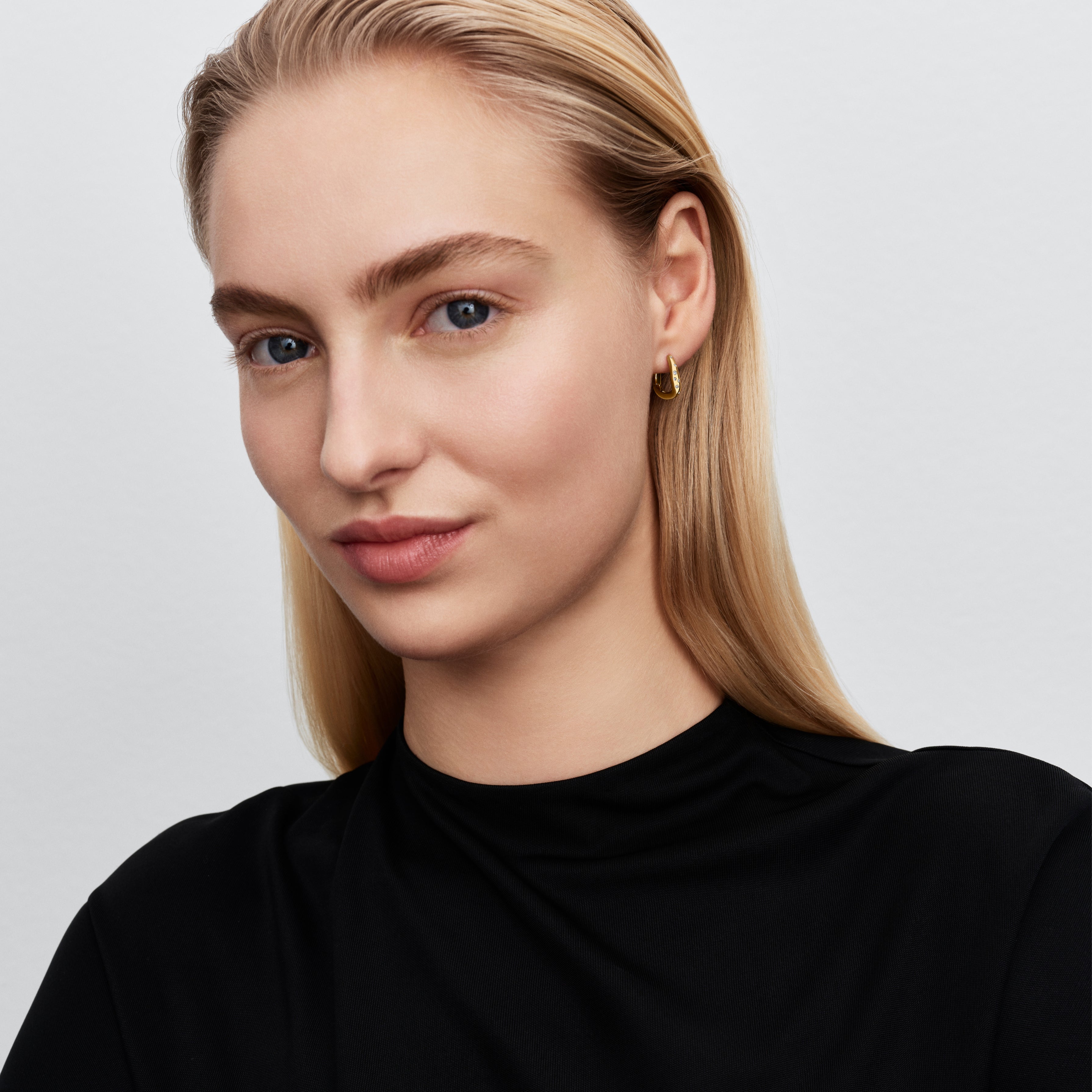Organically Shaped Stone-Set Hoop Earrings