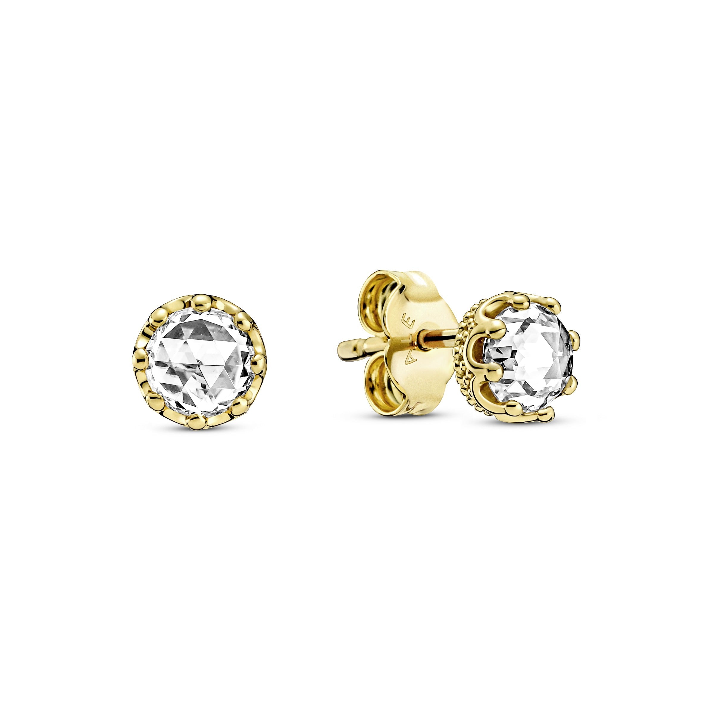 Clear Sparkling Crown Stud Earrings