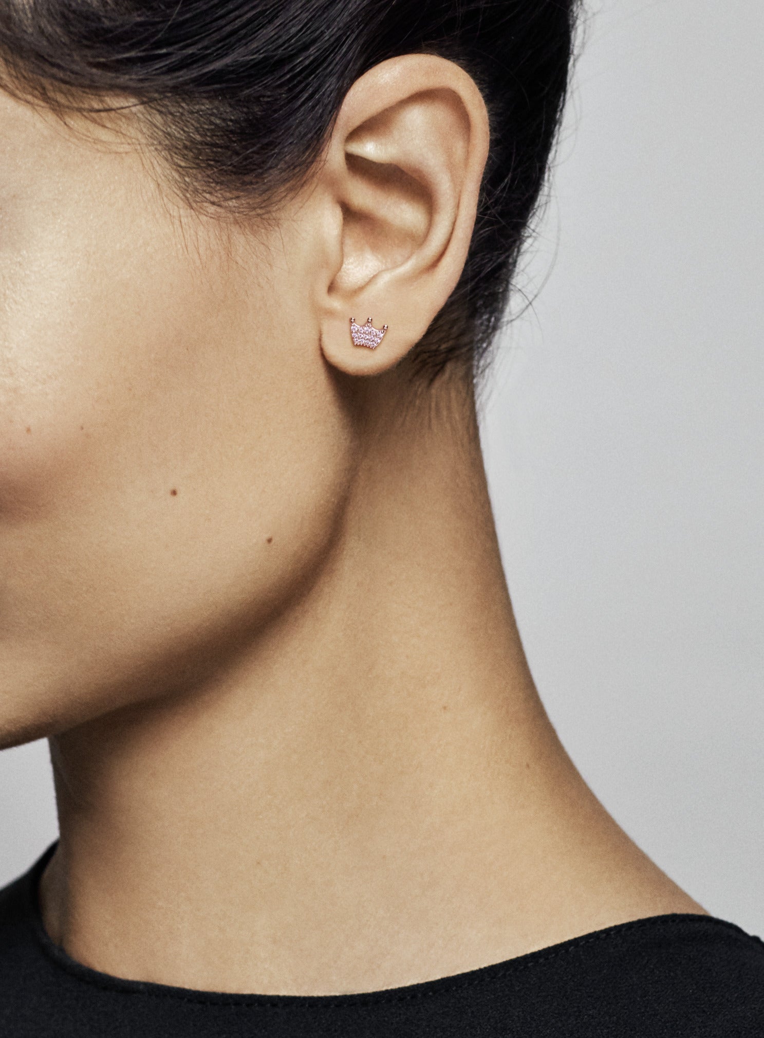Pink Crown Stud Earrings