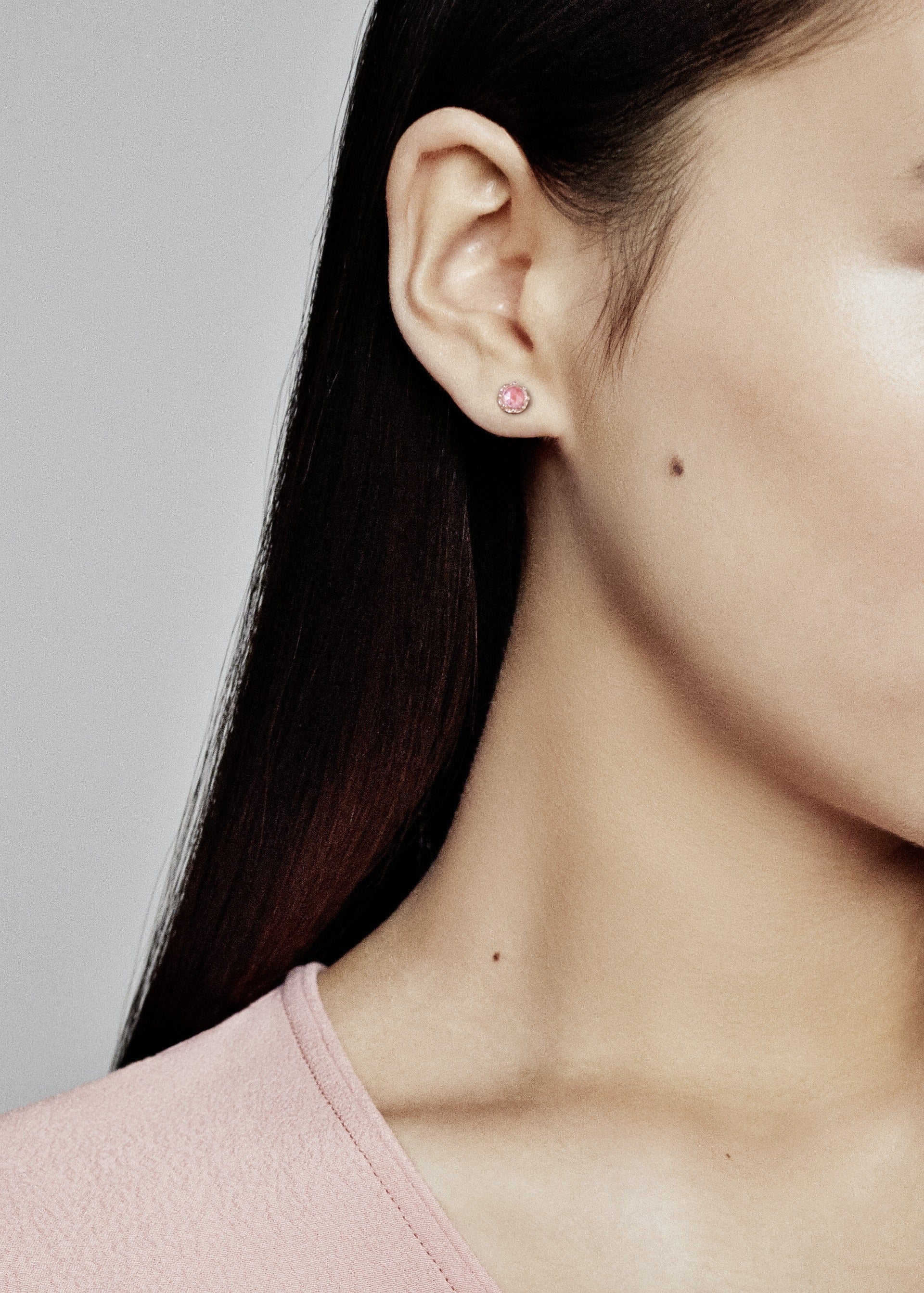 Pink Sparkling Crown Stud Earrings