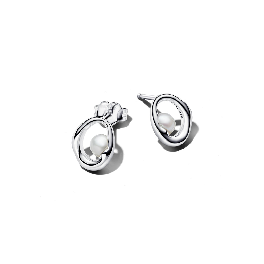 Organically Shaped Oval & Treated Freshwater Cultured Pearl Stud Earrings
