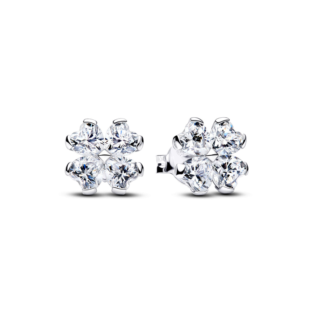 Sparkling Lucky Clover Stud Earrings