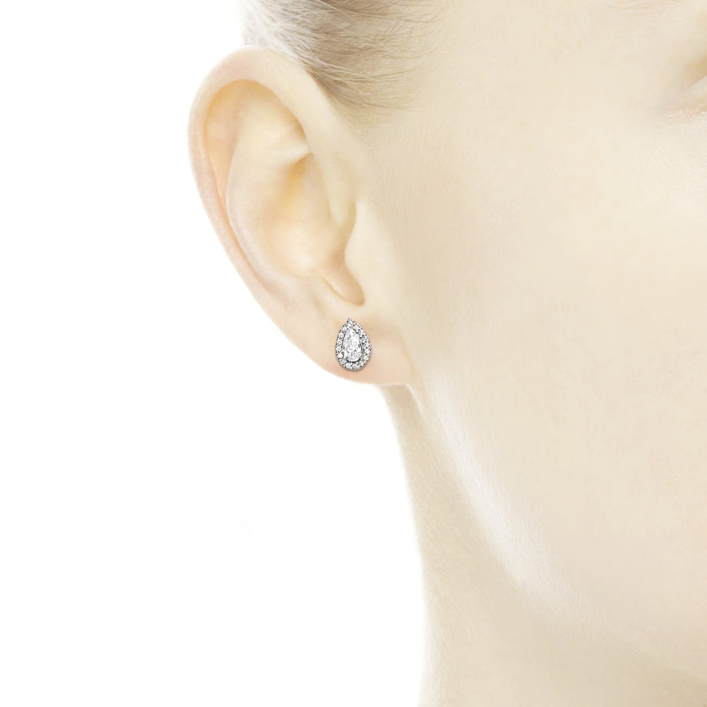 Sparkling Teardrop Halo Stud Earrings
