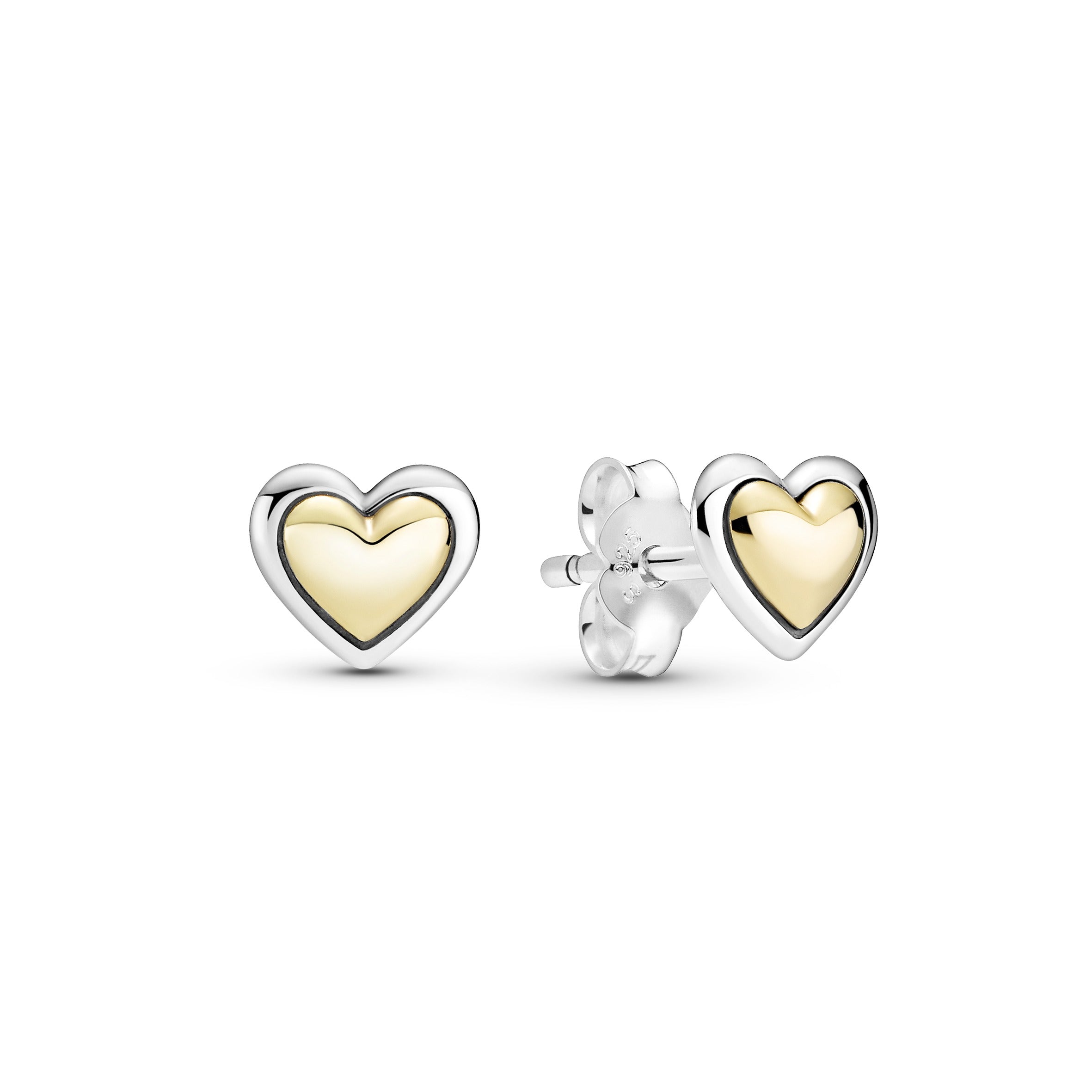 Heart Sterling Silver and 14k Gold Necklace & Earring Jewellery Set