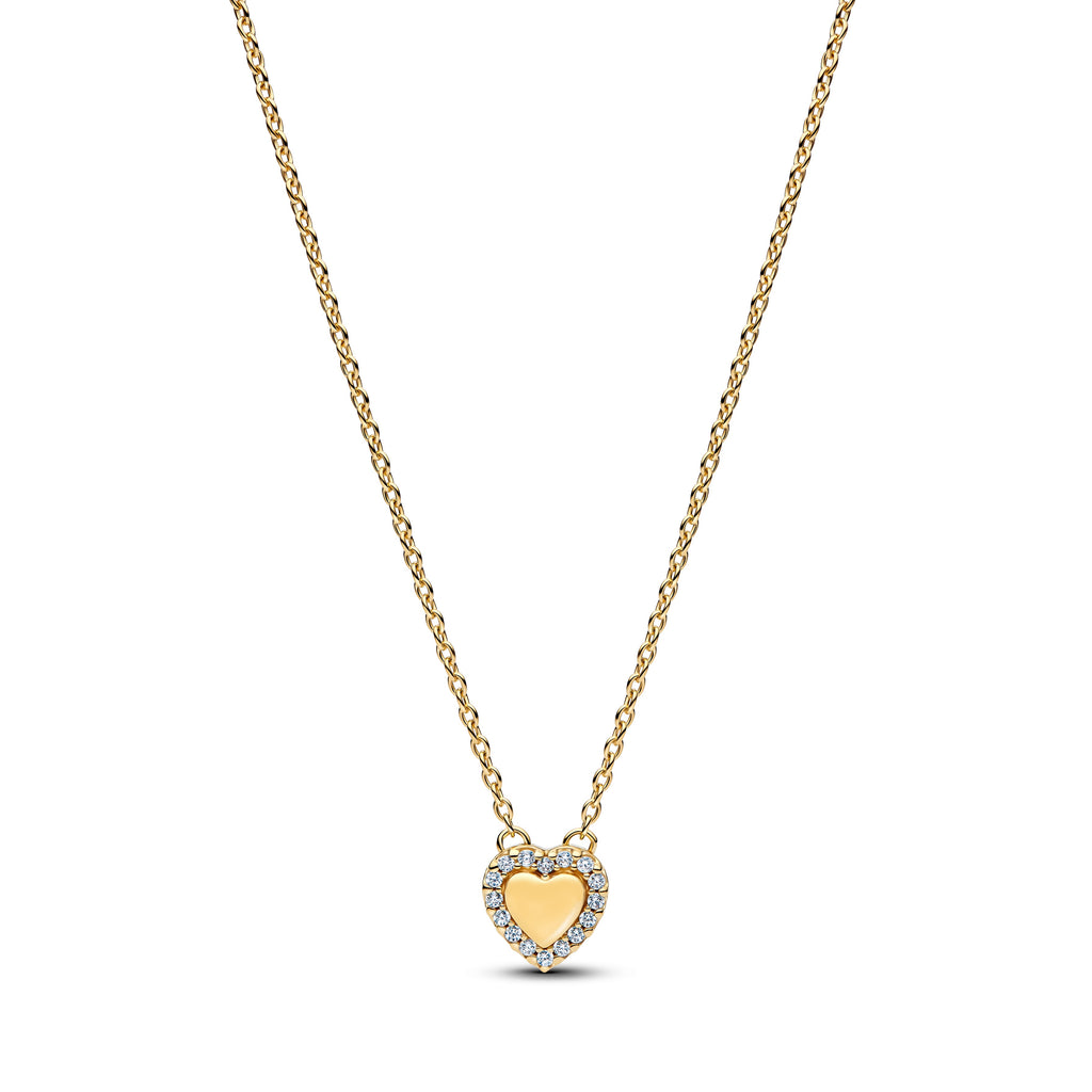 Engravable Heart Halo Collier Necklace