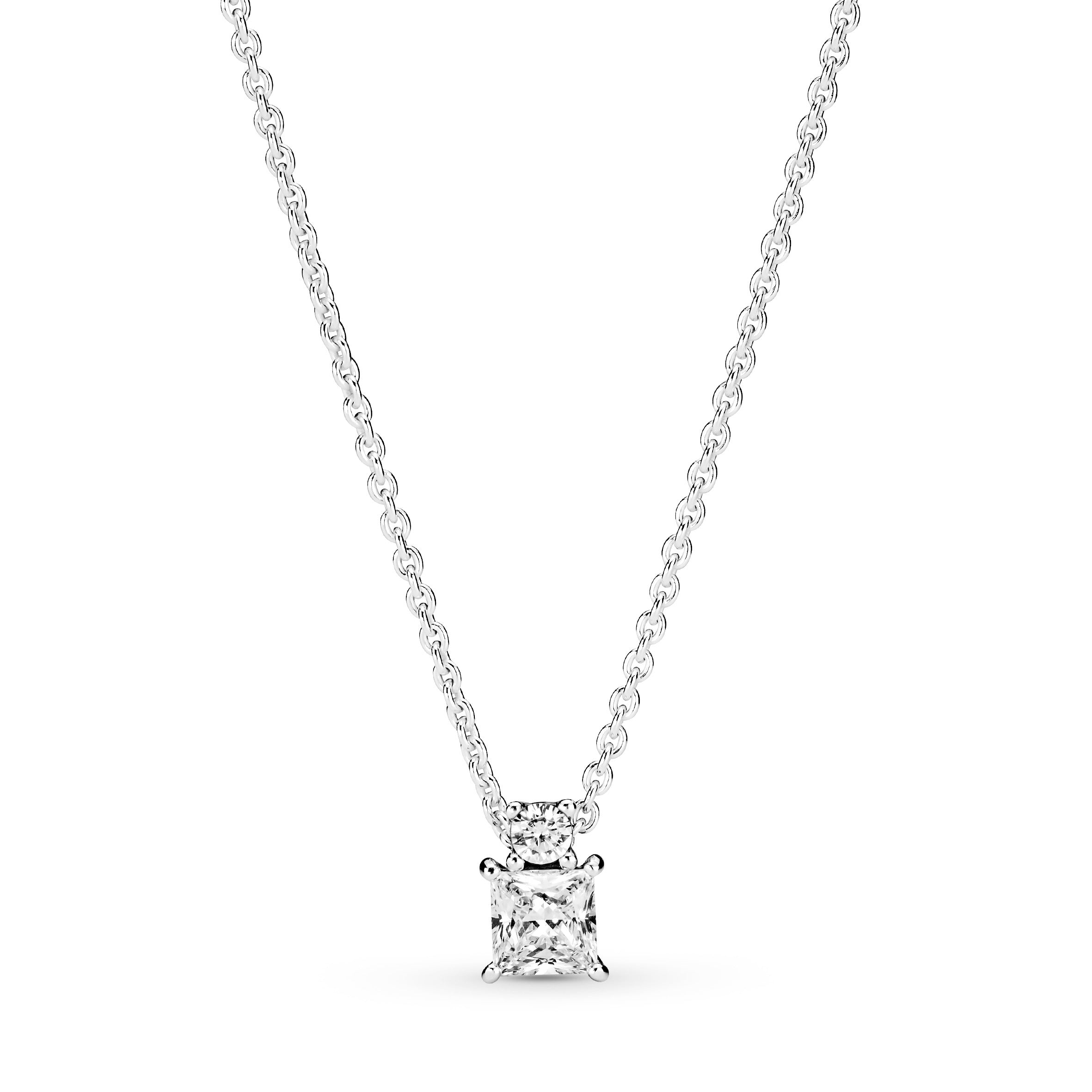 Sparkling Collier Round & Square Pendant Necklace