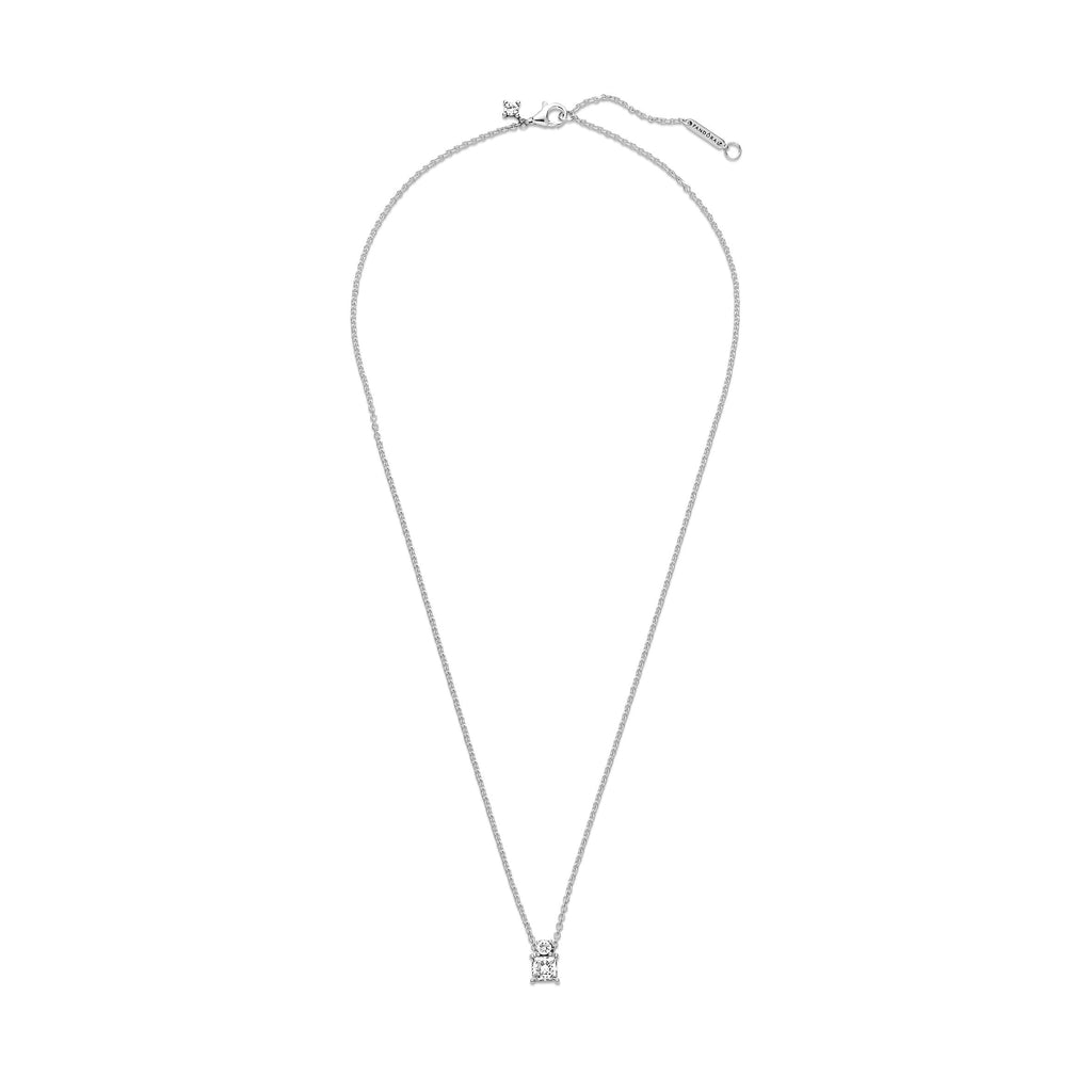 Sparkling Collier Round & Square Pendant Necklace