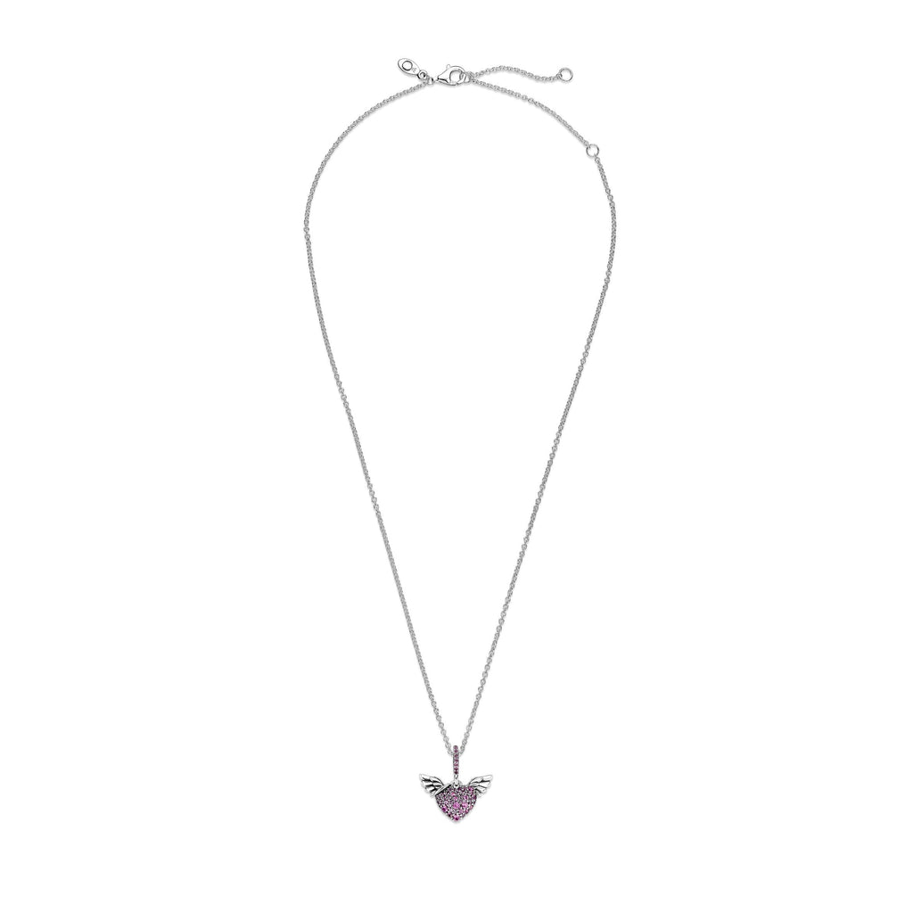 Pavé Heart & Angel Wings Necklace