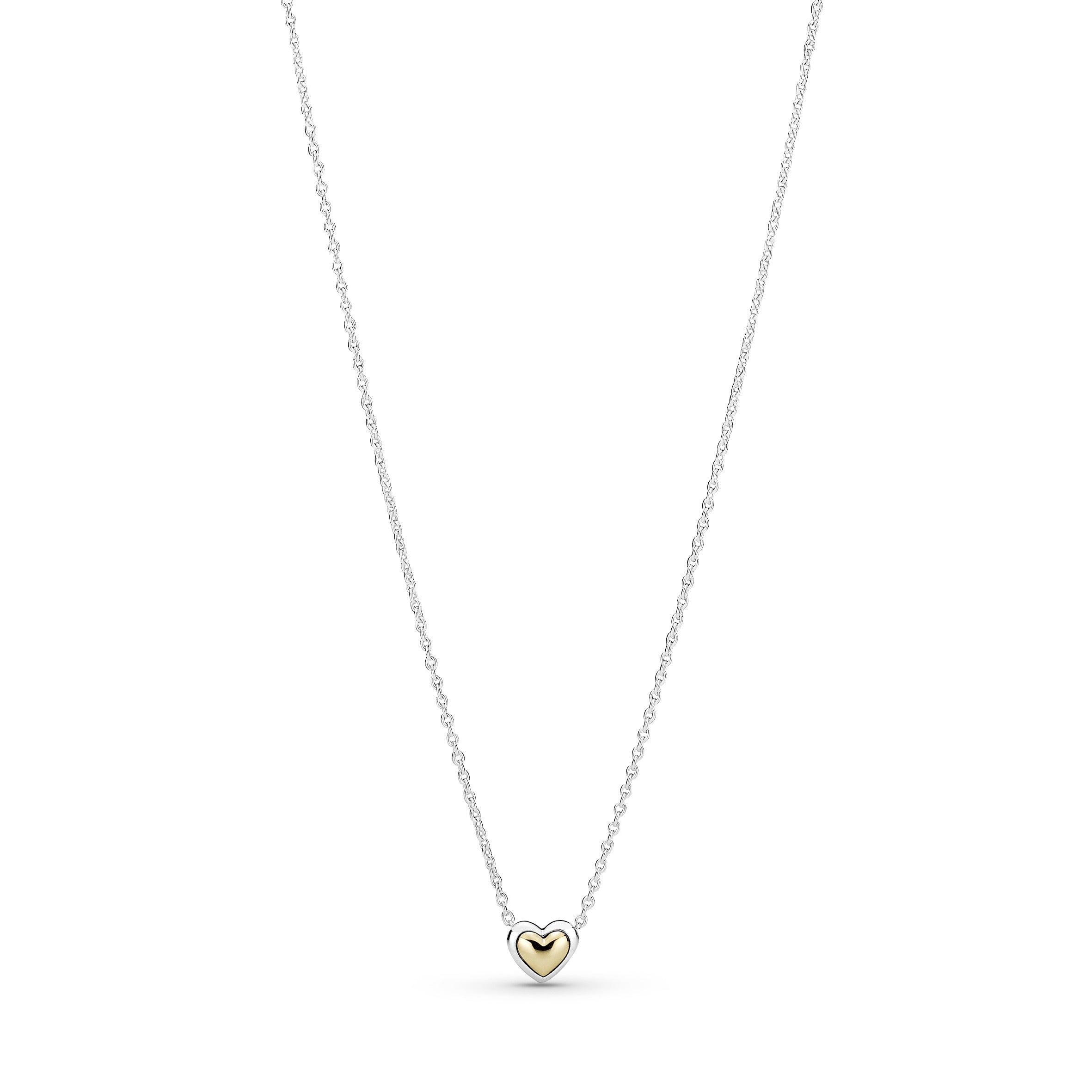 Heart Sterling Silver and 14k Gold Necklace & Earring Jewellery Set