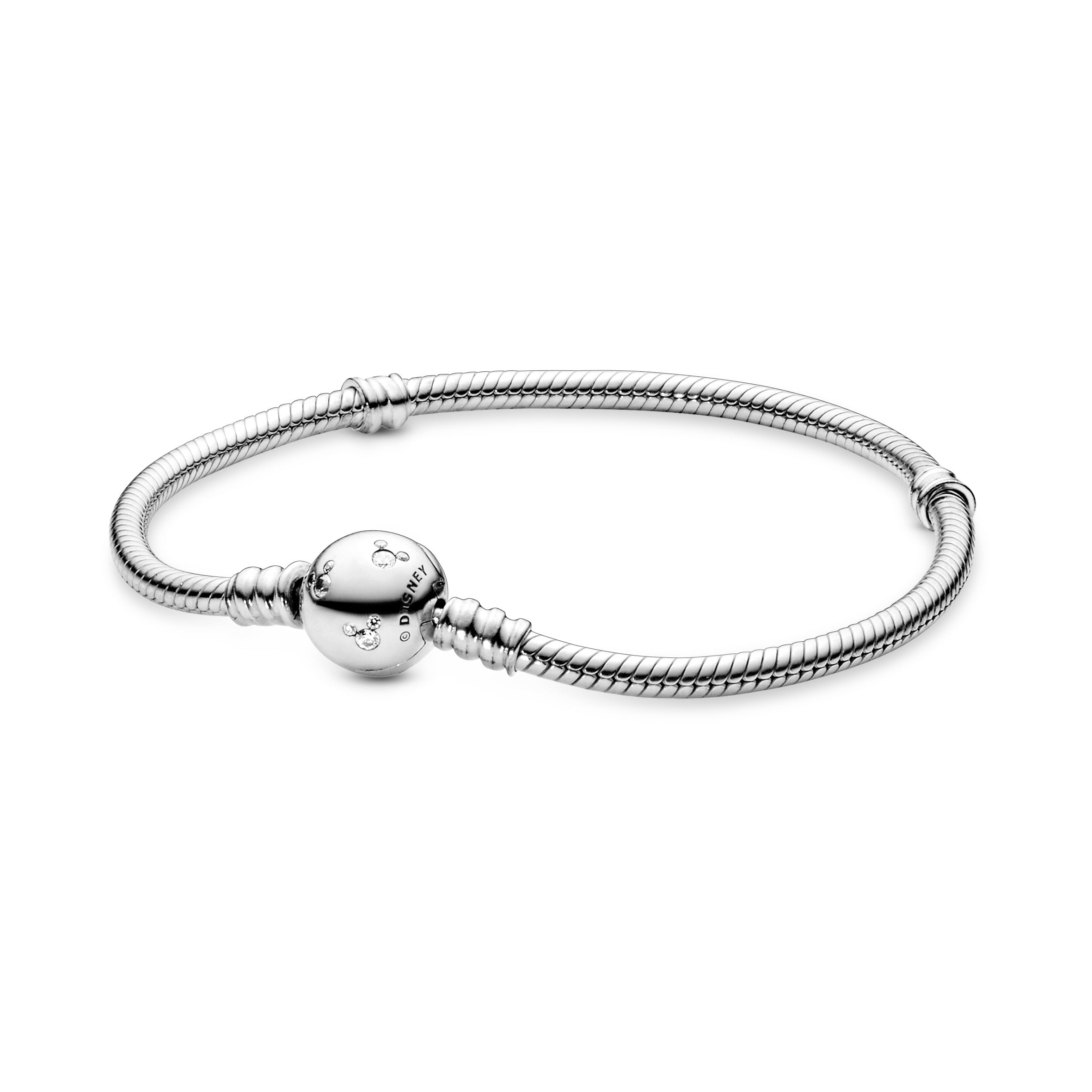 Disney, Pandora Moments Sparkling Mickey Mouse Snake Chain Bracelet