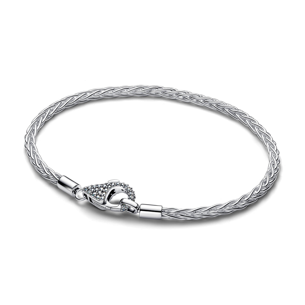 Pavé Clasp Foxtail Chain Charm Bracelet