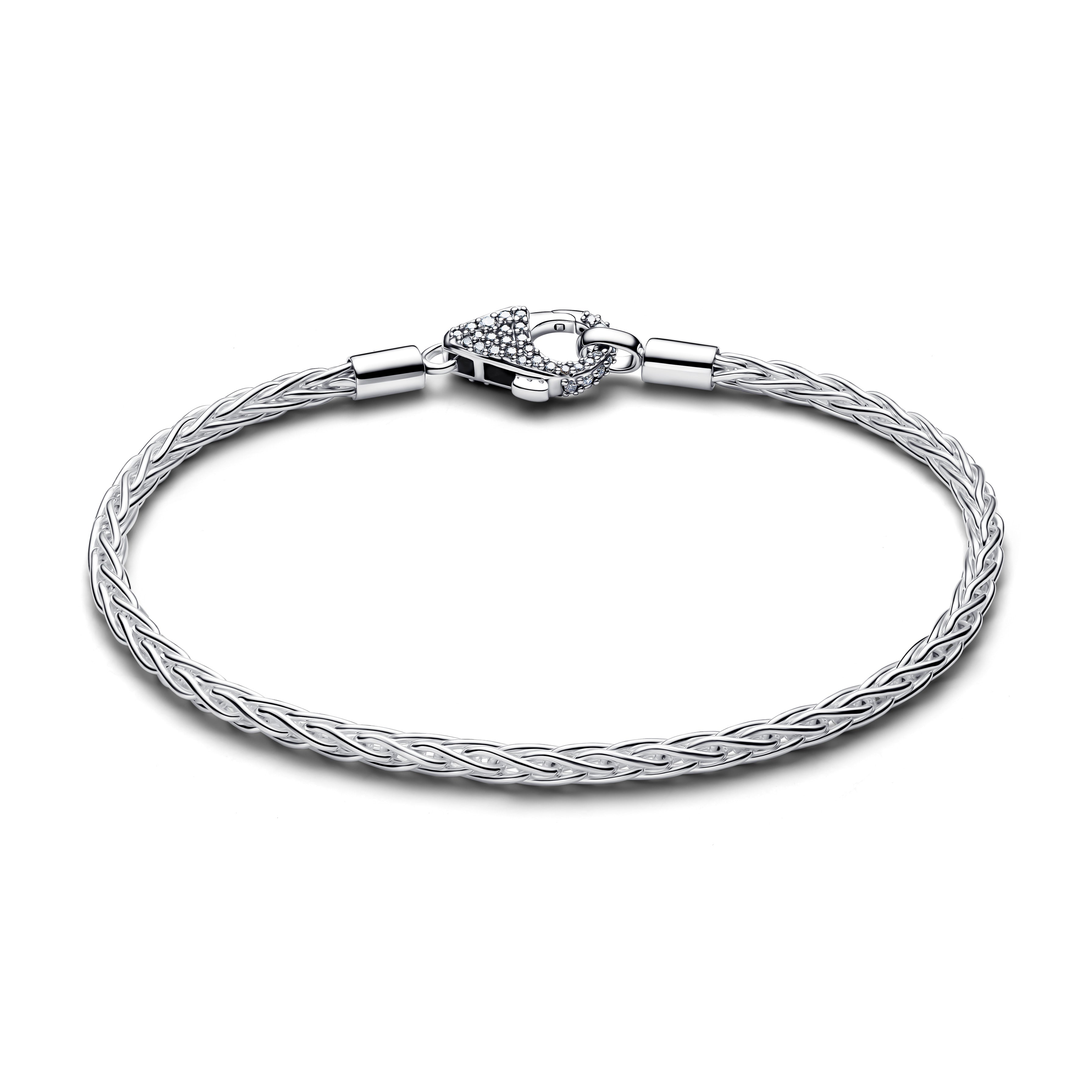 Pavé Clasp Foxtail Chain Charm Bracelet
