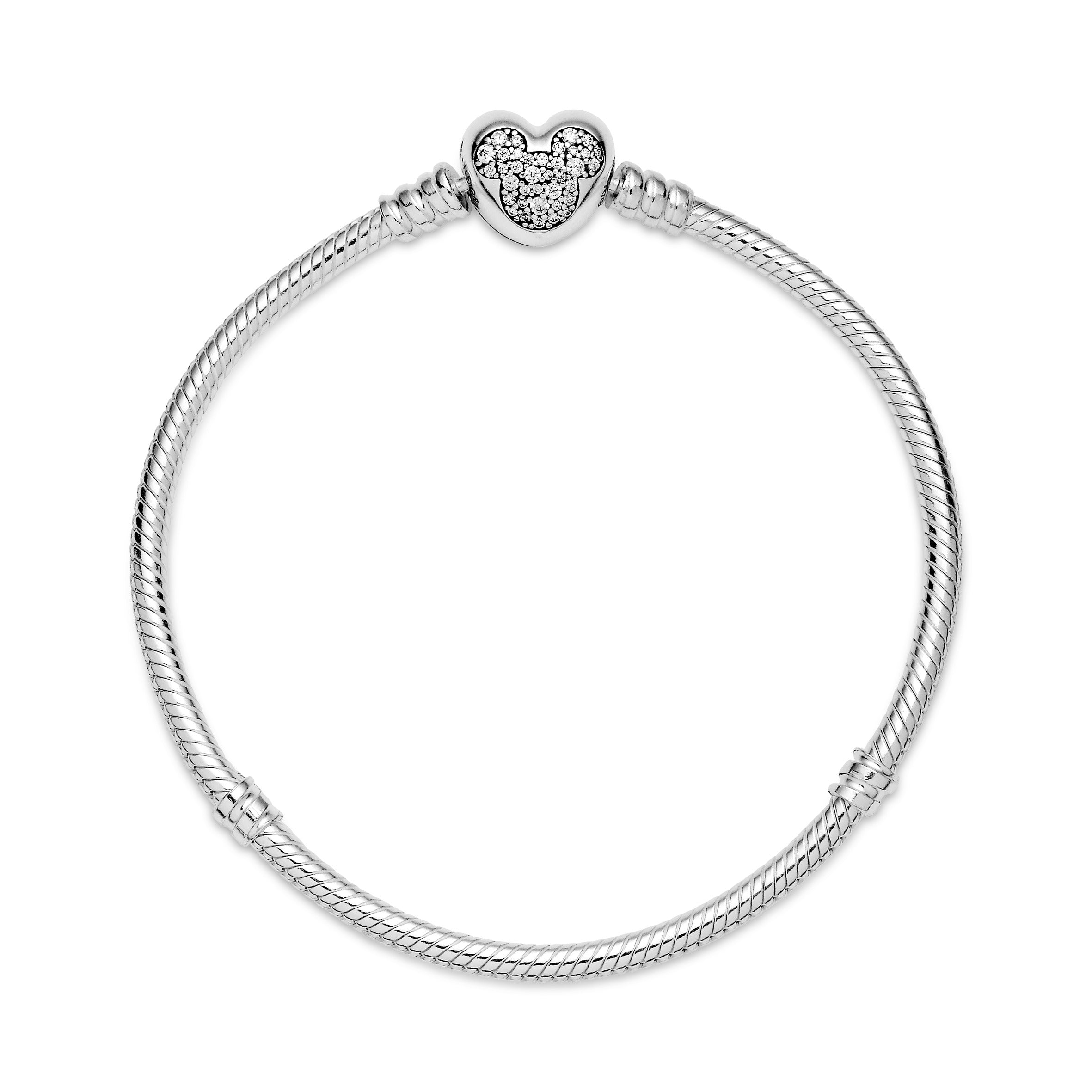 Disney Pandora Moments Mickey Mouse Heart Clasp Snake Chain Bracelet