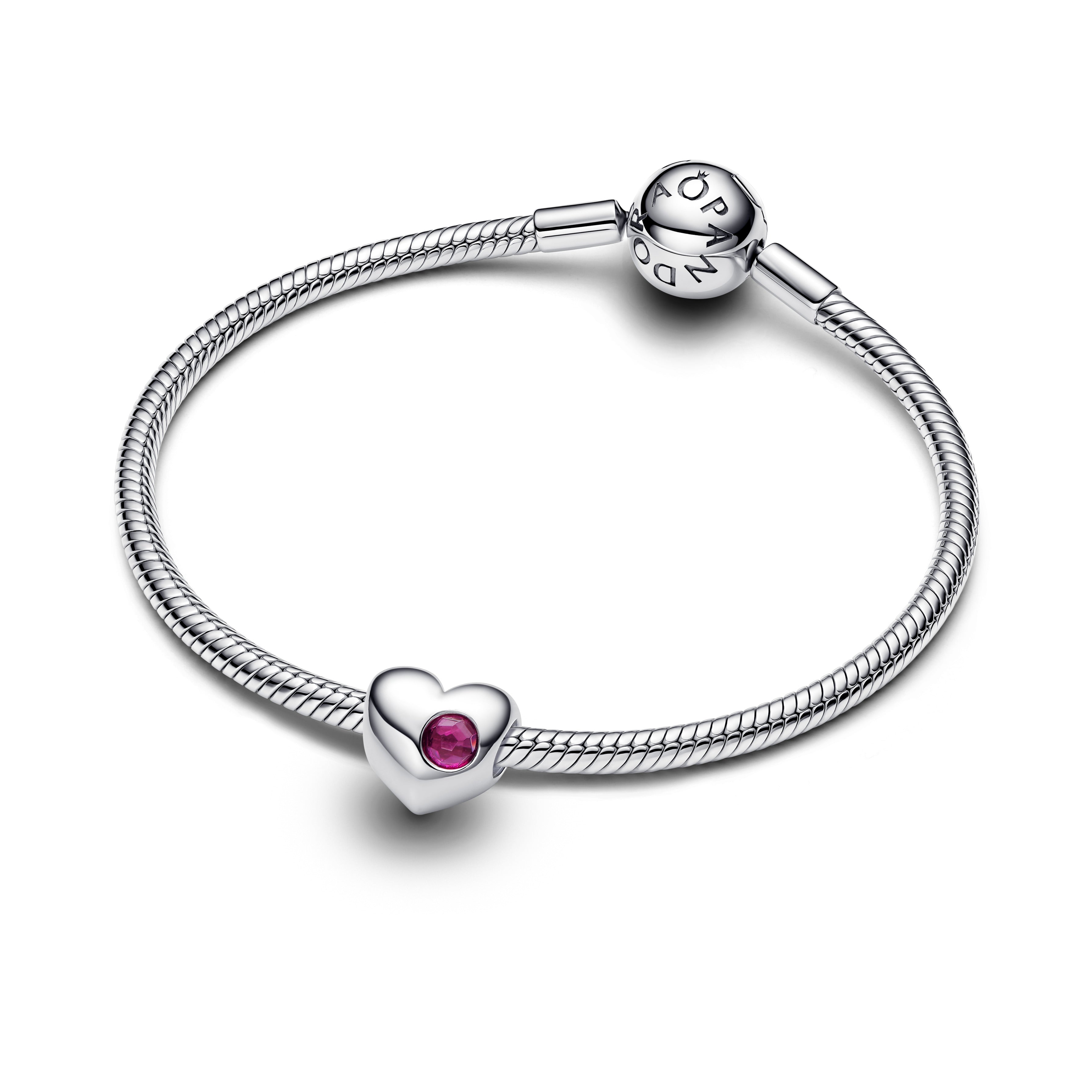Engravable True Red Stone Heart Charm