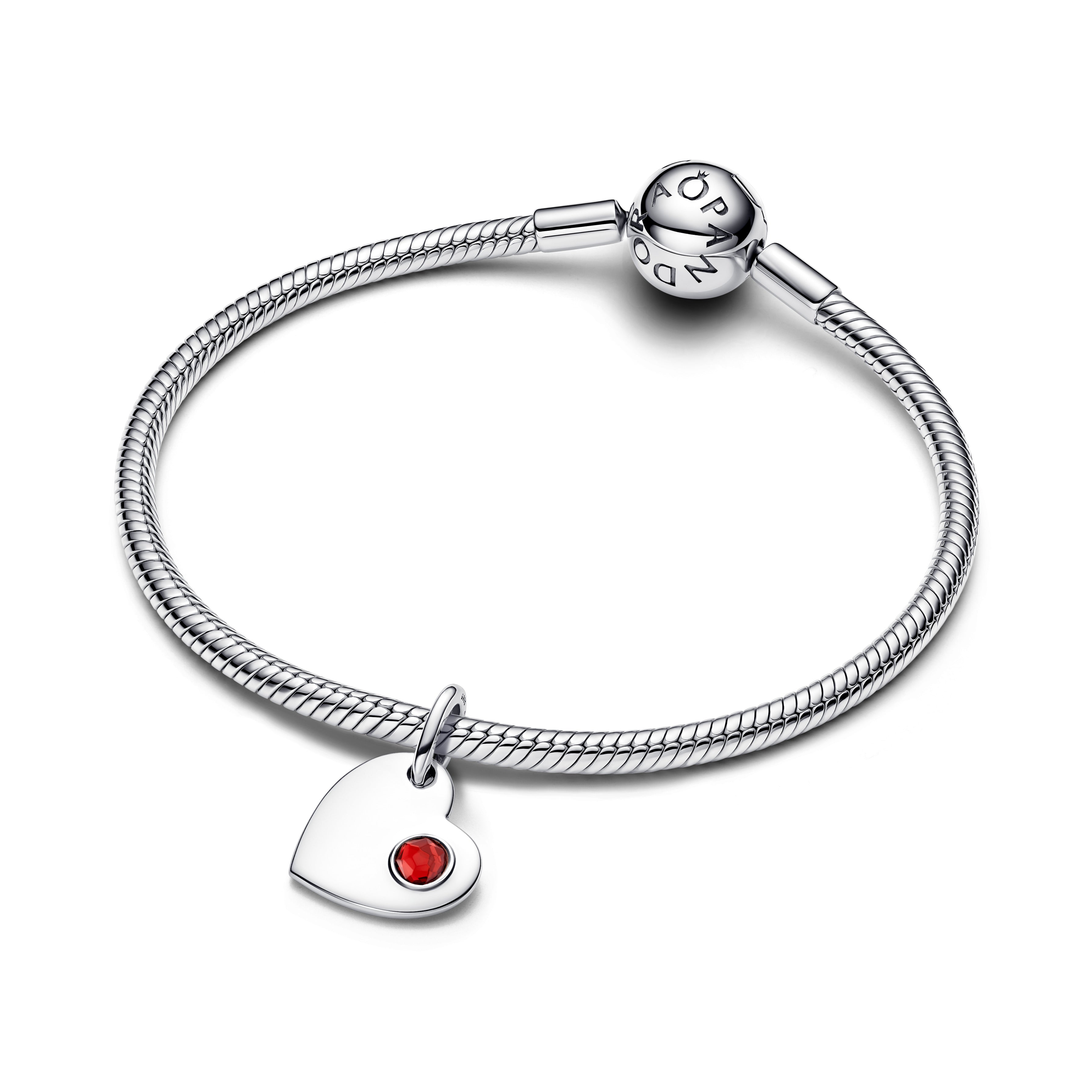 Engravable Heart Red Stone Dangle Charm