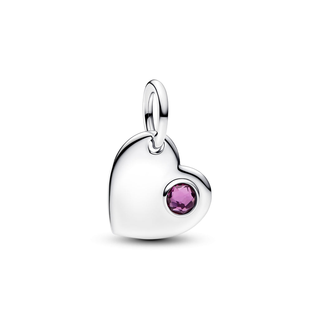 Engravable Heart Purple Stone Dangle Charm