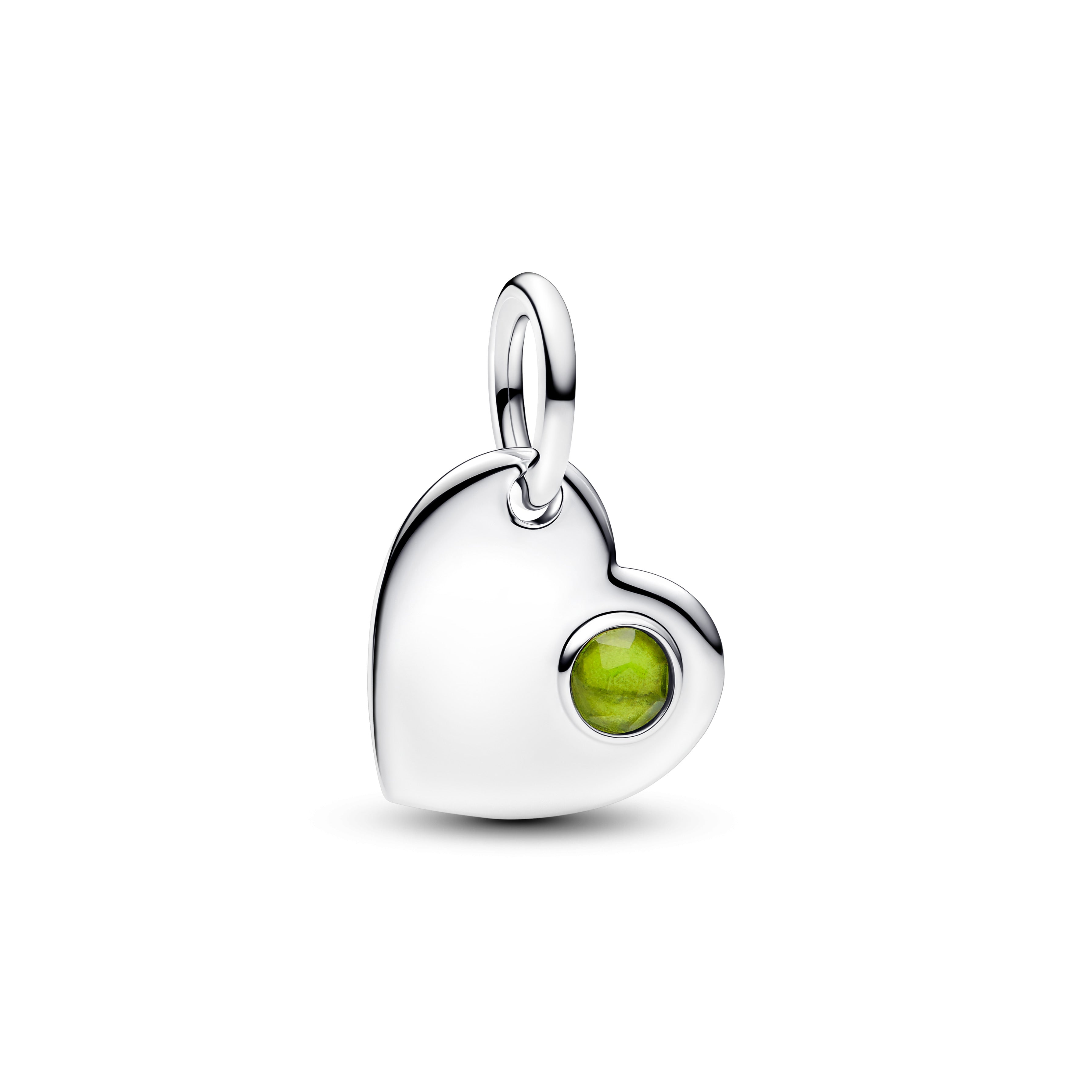 August Engravable Heart Spring Green Stone Dangle Charm