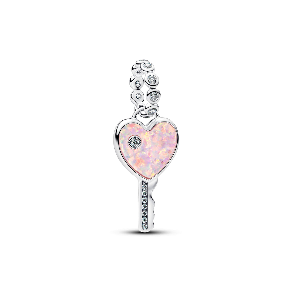 Opalescent Heart Key Dangle Charm