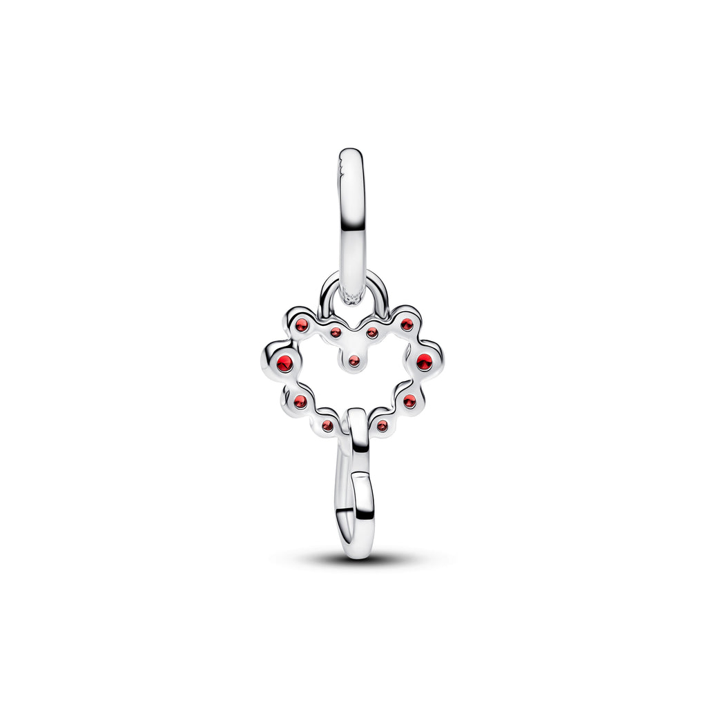 Connected Hearts & Red Stones Dangle Charm