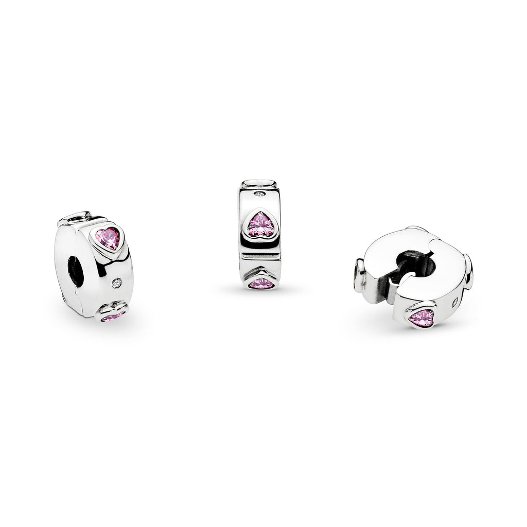 Sparkling Pink Hearts Clip Charm