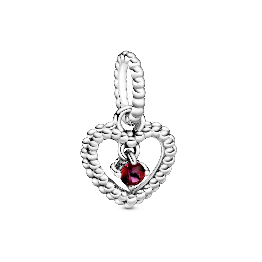 Blazing Red Beaded Heart Dangle Charm