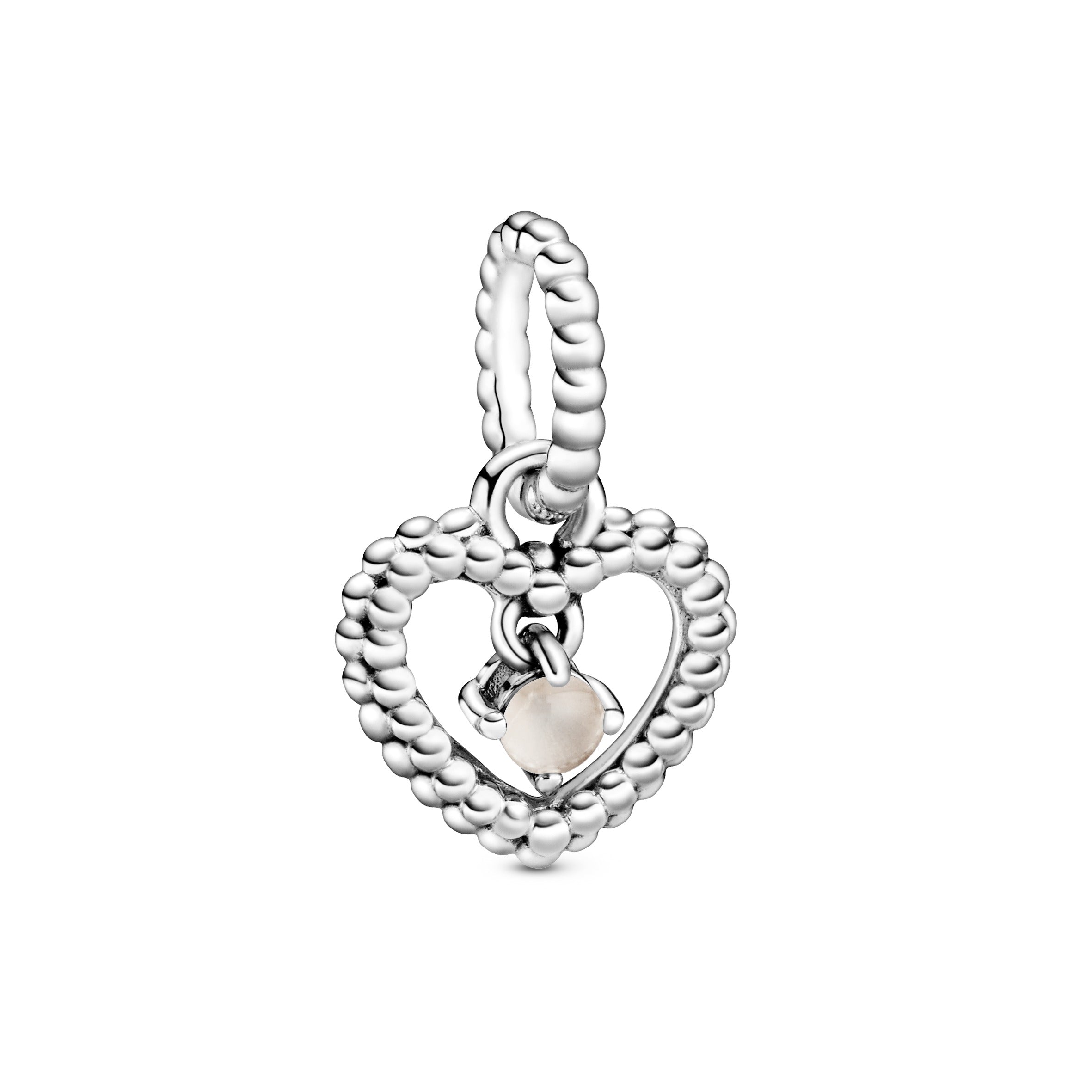 Misty Rose Beaded Heart Dangle Charm