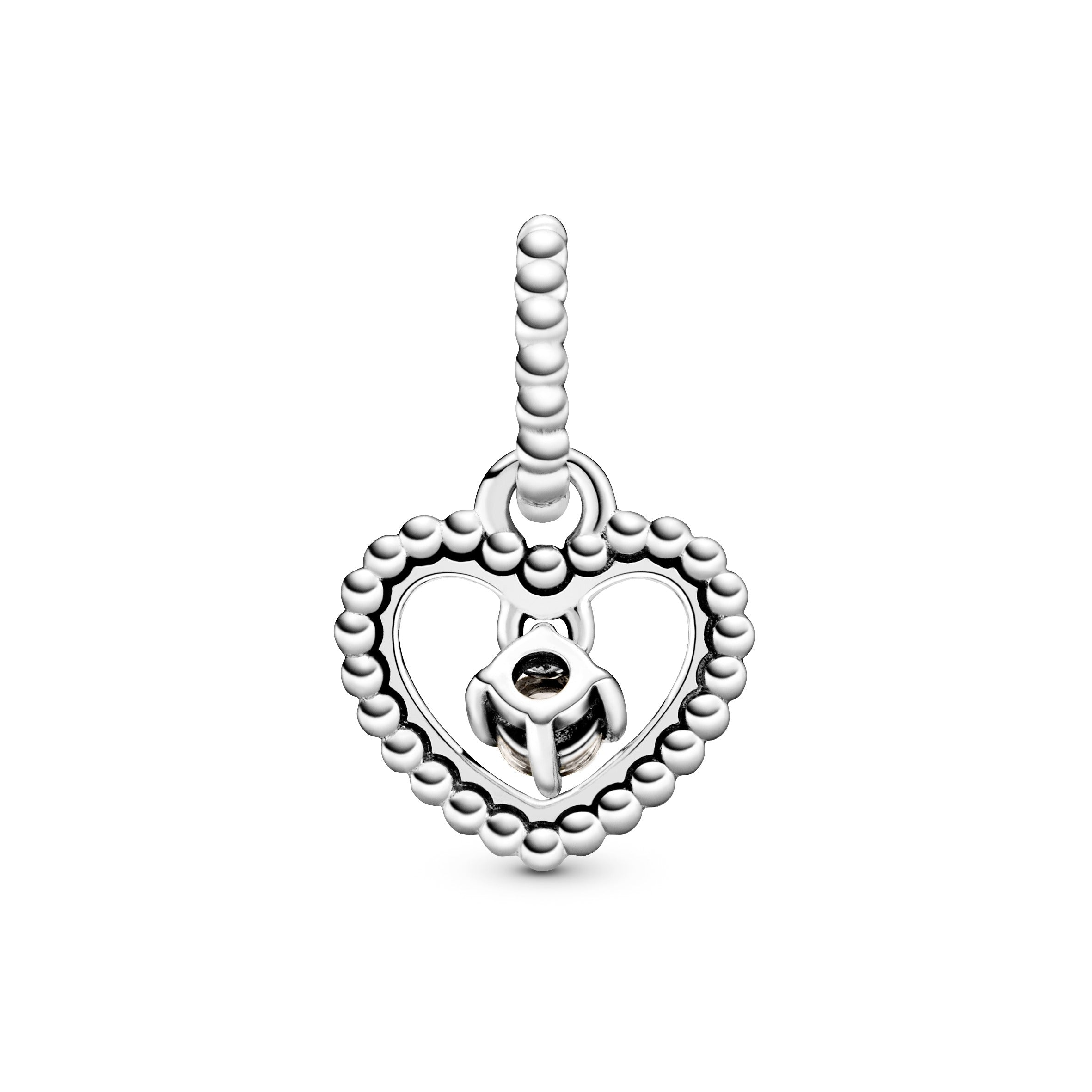 Misty Rose Beaded Heart Dangle Charm