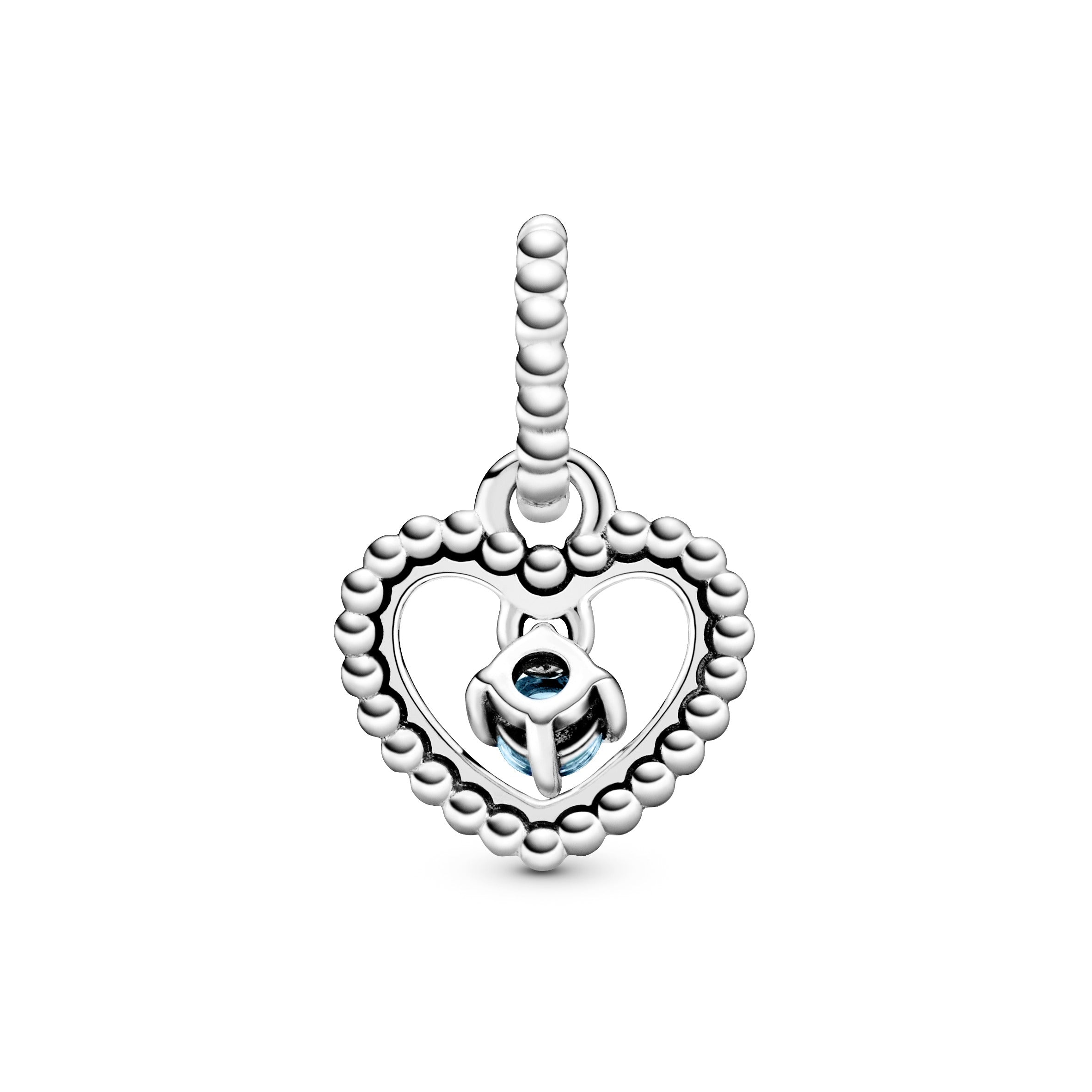 Sky Blue Beaded Heart Dangle Charm