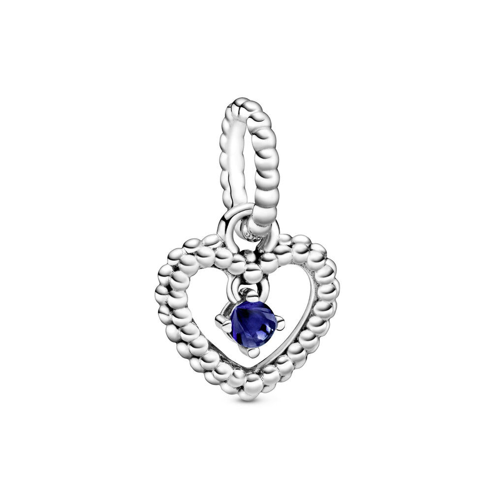 Sea Blue Beaded Heart Dangle Charm