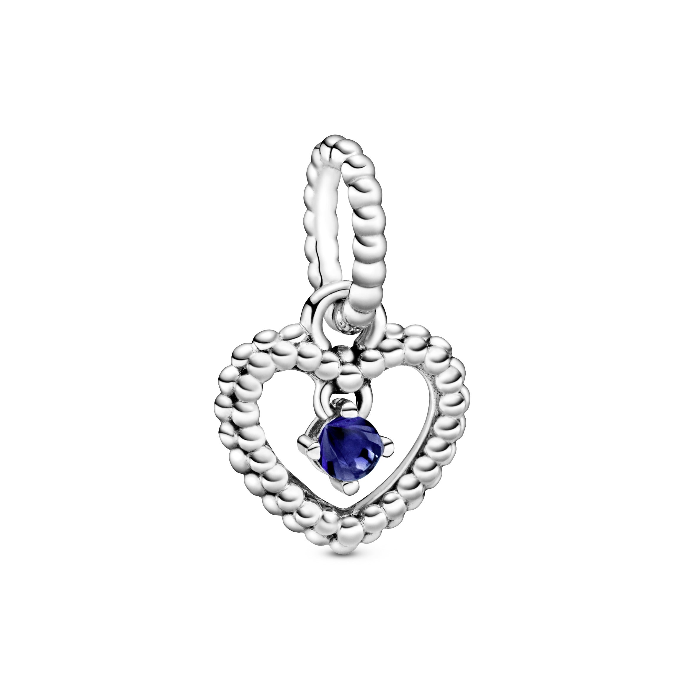 Sea Blue Beaded Heart Dangle Charm