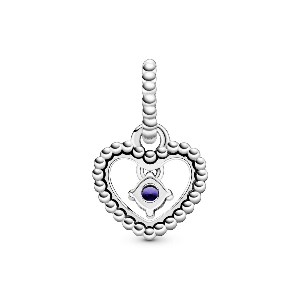 Sea Blue Beaded Heart Dangle Charm